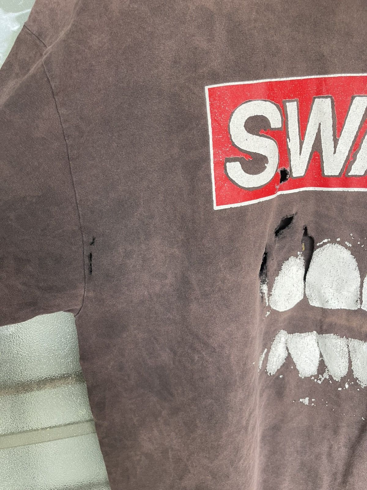Vintage Thrashed Vintage 90's Swans Filth Punk Band Faded Tee Size US L / EU 52-54 / 3 - 7 Thumbnail