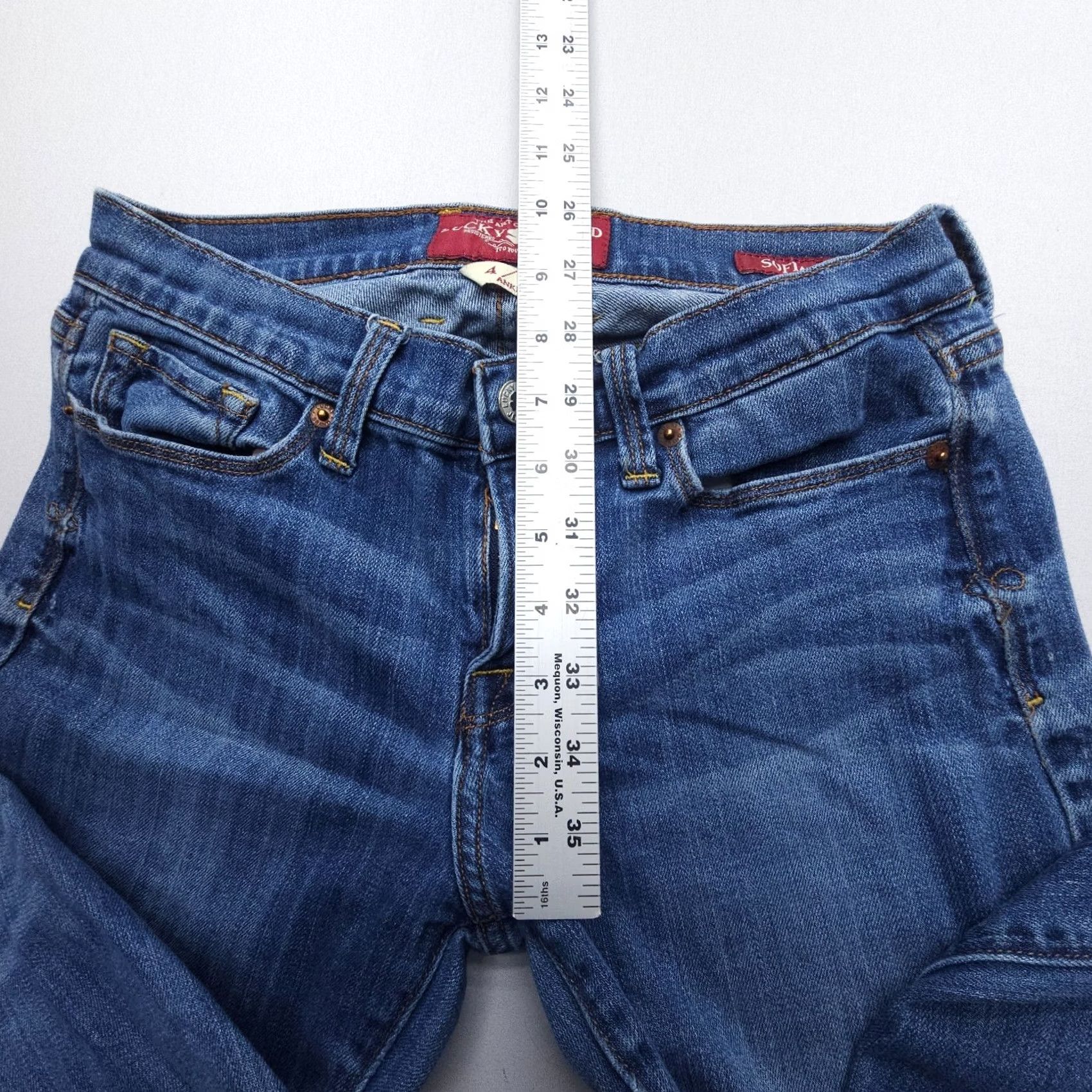 Lucky Brand Lucky Brand Sofia Low Rise Boot Ankle Jeans Womens 2 / 27 Blue Stretch Denim Jeans Vintage No Zip 5-Pocket Western American Womens Size 26" / US 2 / IT 38 - 7 Thumbnail
