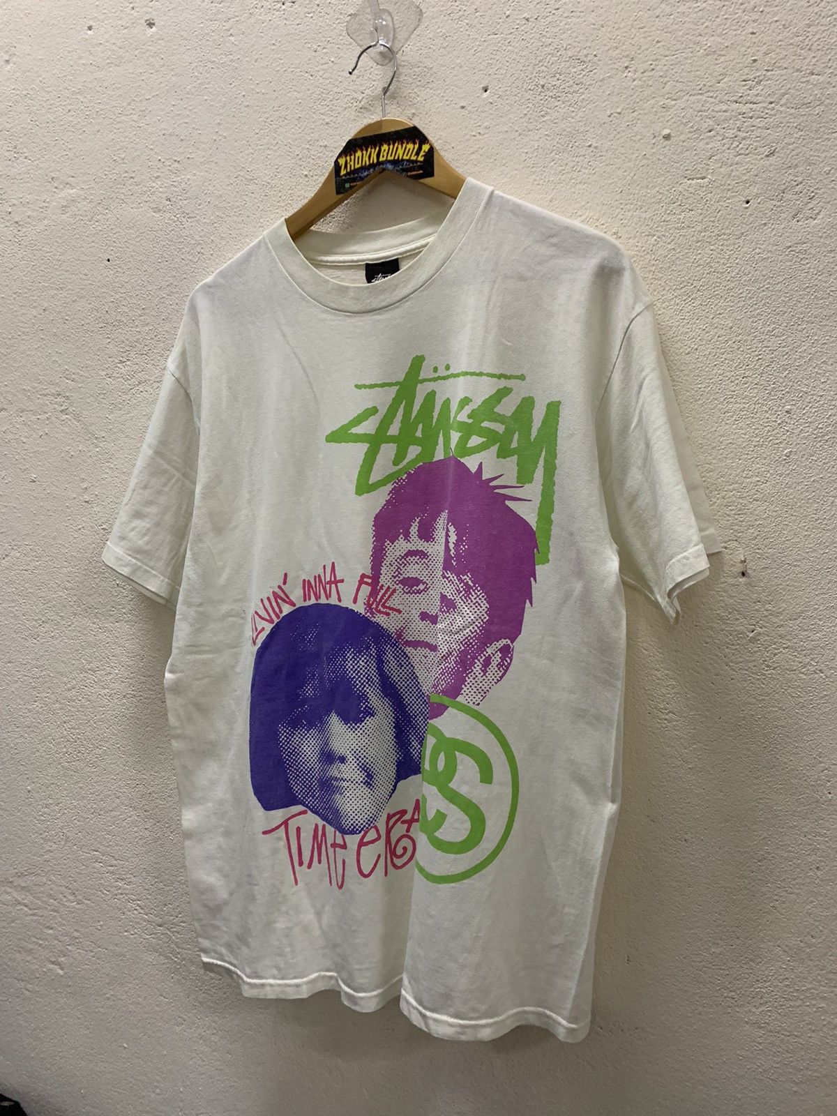 Stussy × Vintage Rare Vintage T Shirt Stussy Big Logo Livin Inna Time Era Size US L / EU 52-54 / 3 - 2 Thumbnail