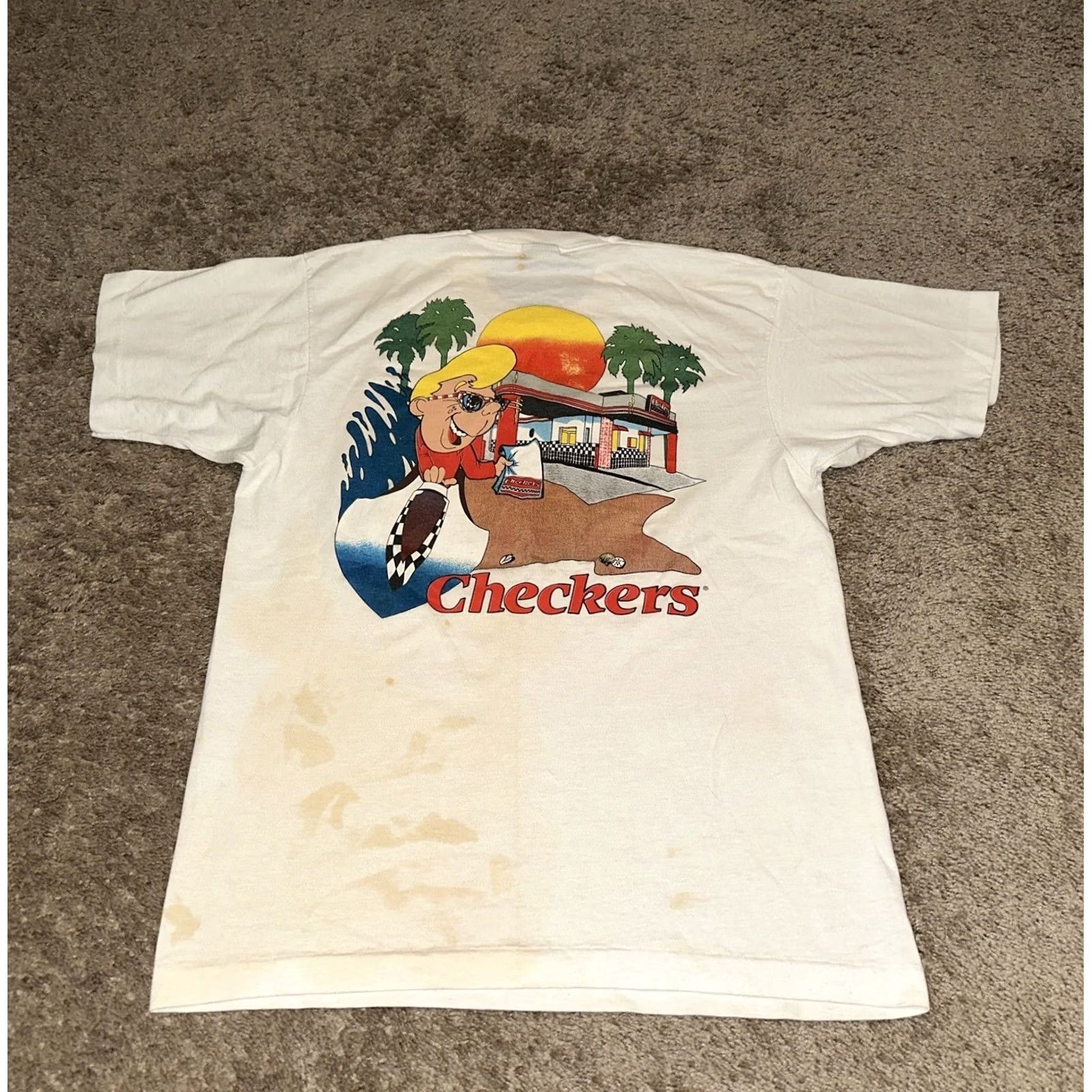 Vintage VINTAGE Food Promo Shirt Mens Medium White Short Sleeve 80s USA Screen Stars Graphic Print Size US M / EU 48-50 / 2 - 6 Thumbnail