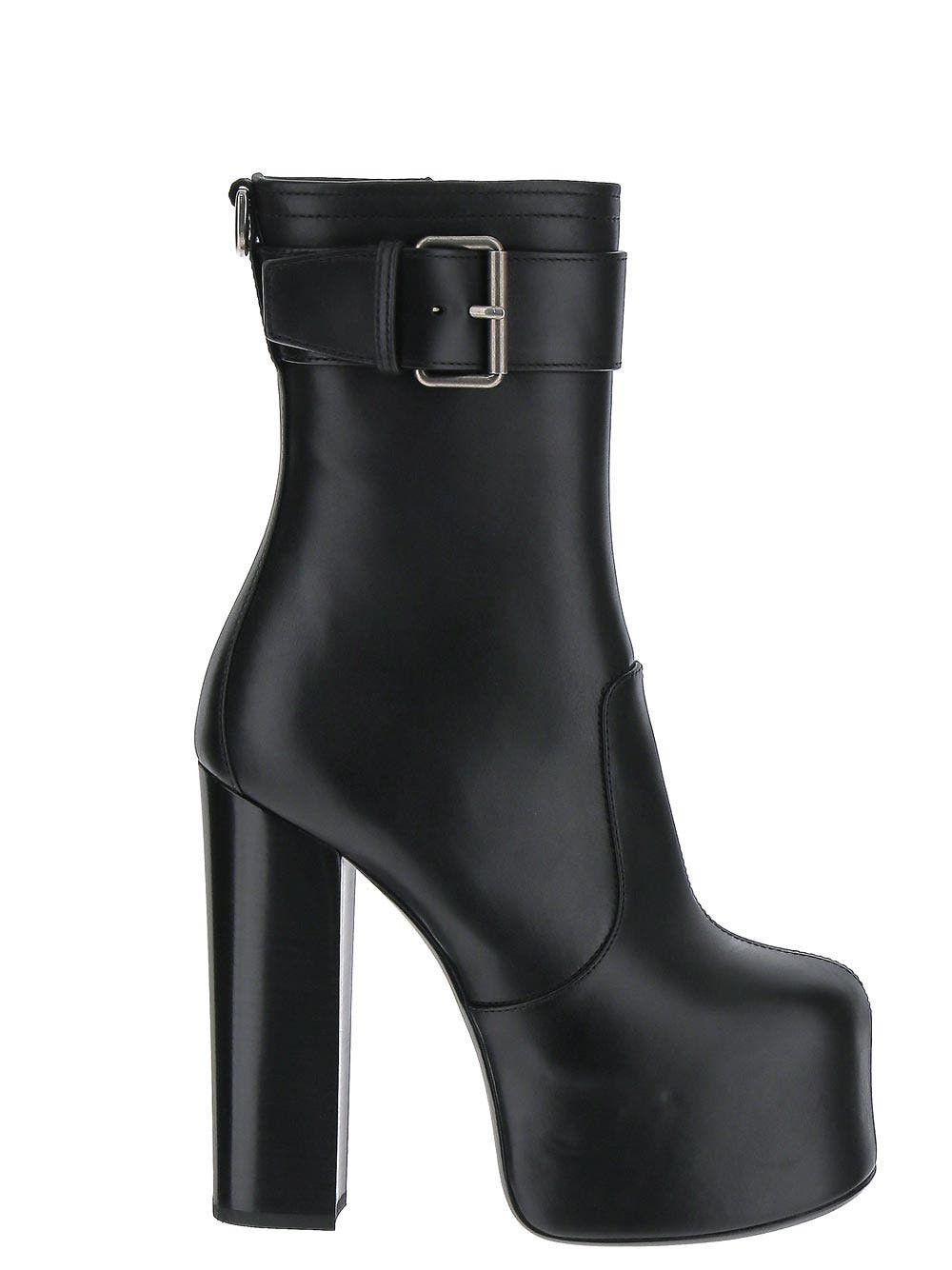 o1bcso1str0125 Cherry Buckle Platform Booties in Black