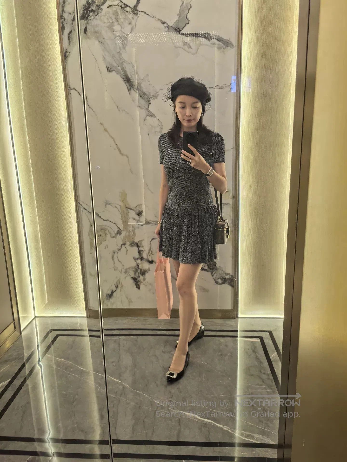 Chanel Chanel Black Pleated Short Dress. Size 33" - 2 Thumbnail