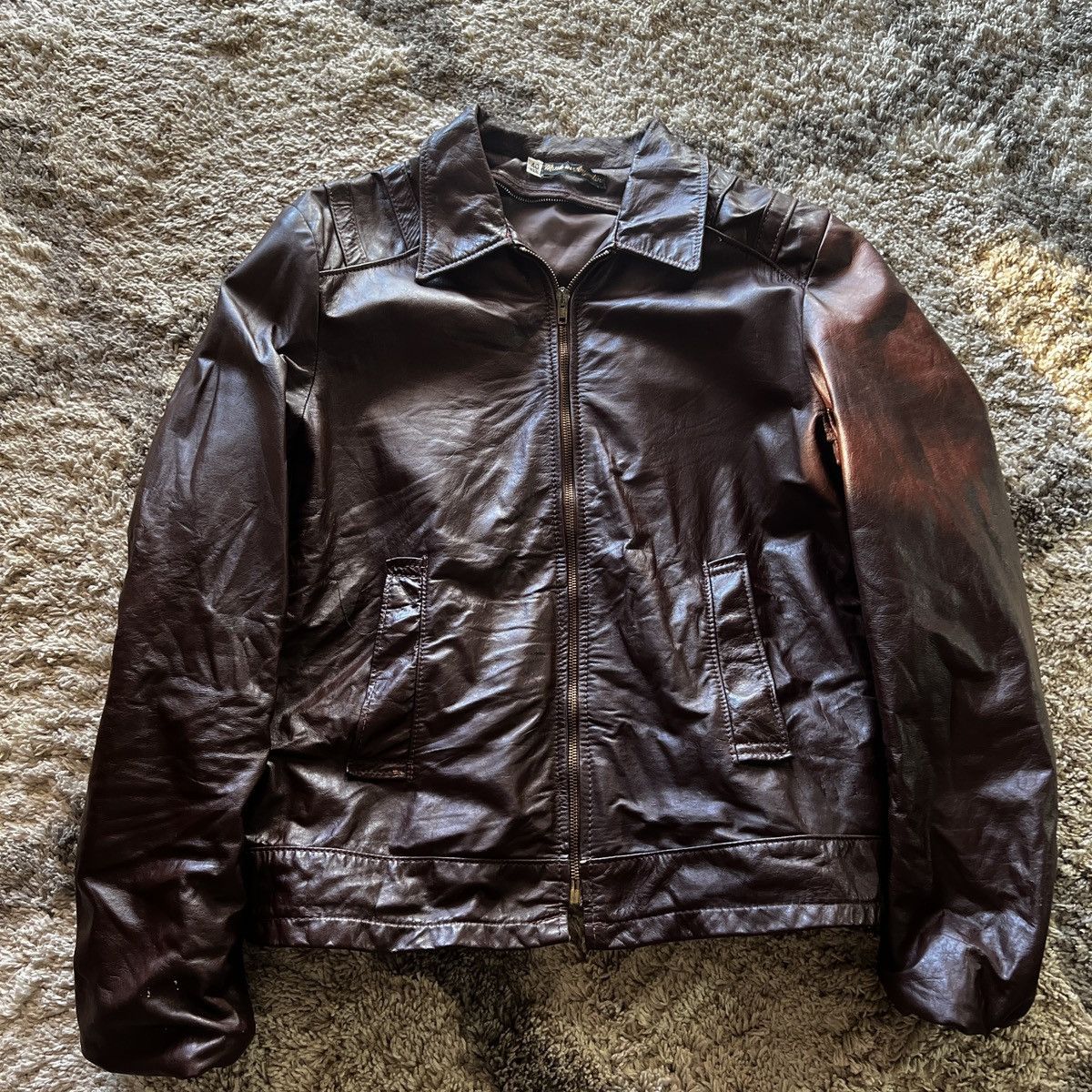 image of Avant Garde x Vintage Crazy Vintage 50S True Vintage Leather Zip Up Jacket in Brown (Size Medium)