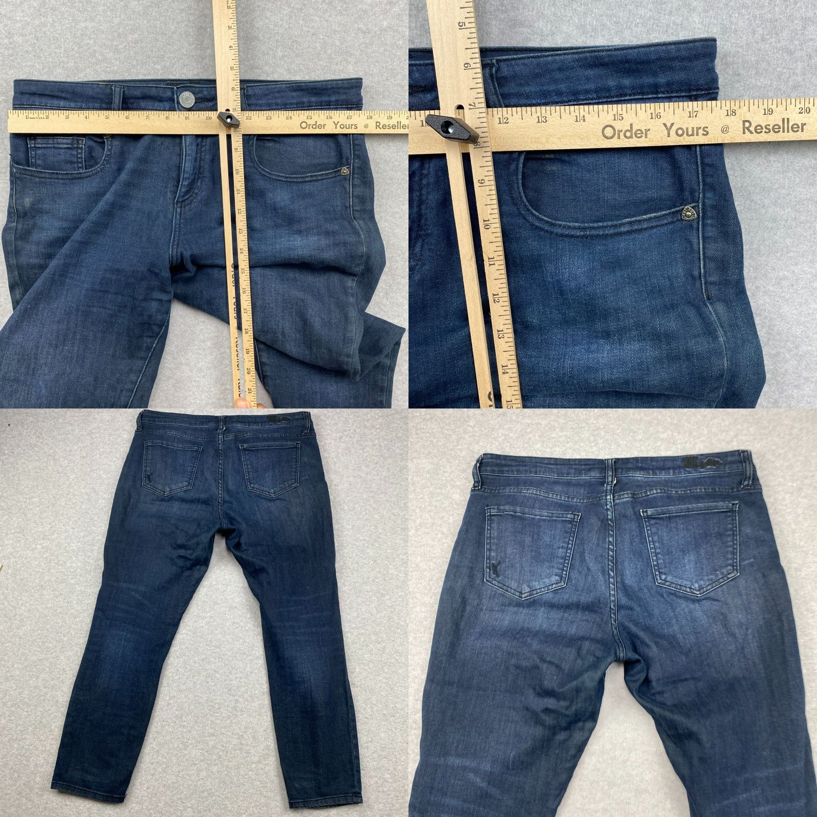 Vintage Kut From the Kloth Jeans Womens 10 Blue Cropped Mid-Rise Dark Wash Distressed Size 32" / US 10 / IT 46 - 8 Thumbnail