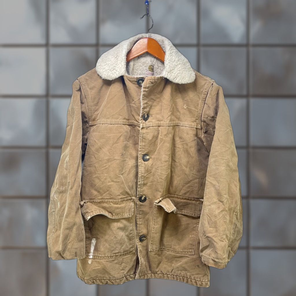 Carhartt VINTAGE Carhartt Jacket Barn Workwear Mens 38 Brown Canvas Sherpa Lined 70s J97 Size US XXS / EU 40 - 1 Thumbnail