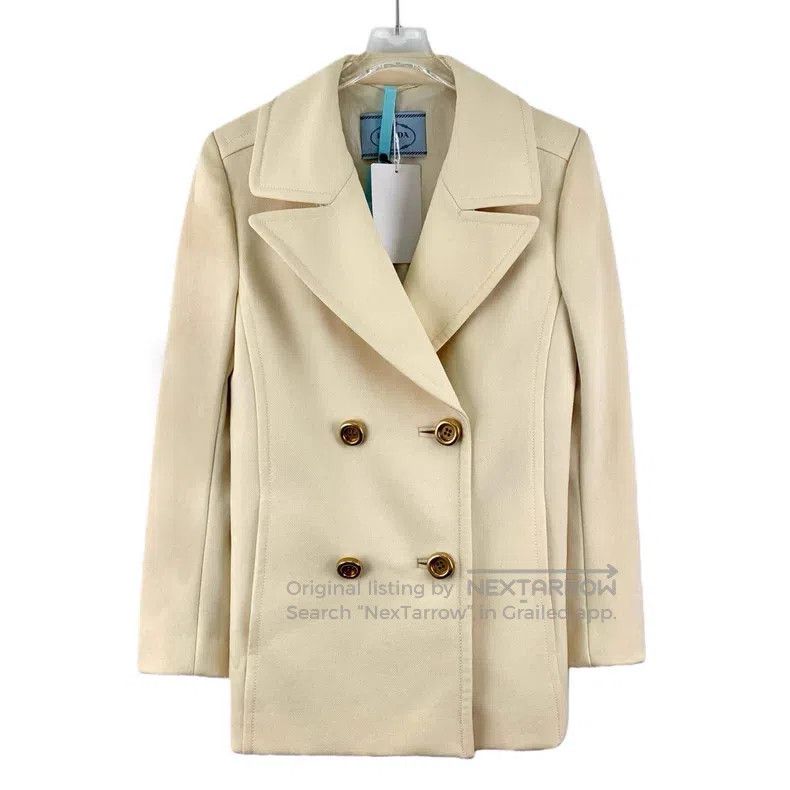 Prada Prada Beige wool lapel double-breasted long-sleeved coat Size XS / US 0-2 / IT 36-38 - 1 Thumbnail