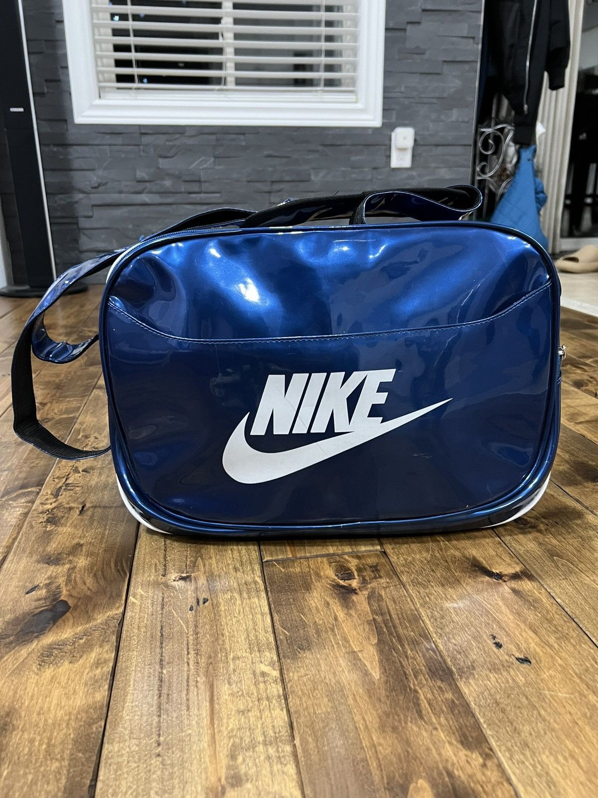 Nike Rare Nike Swoosh Patent Leather Messenger Gym Bag | Grailed
