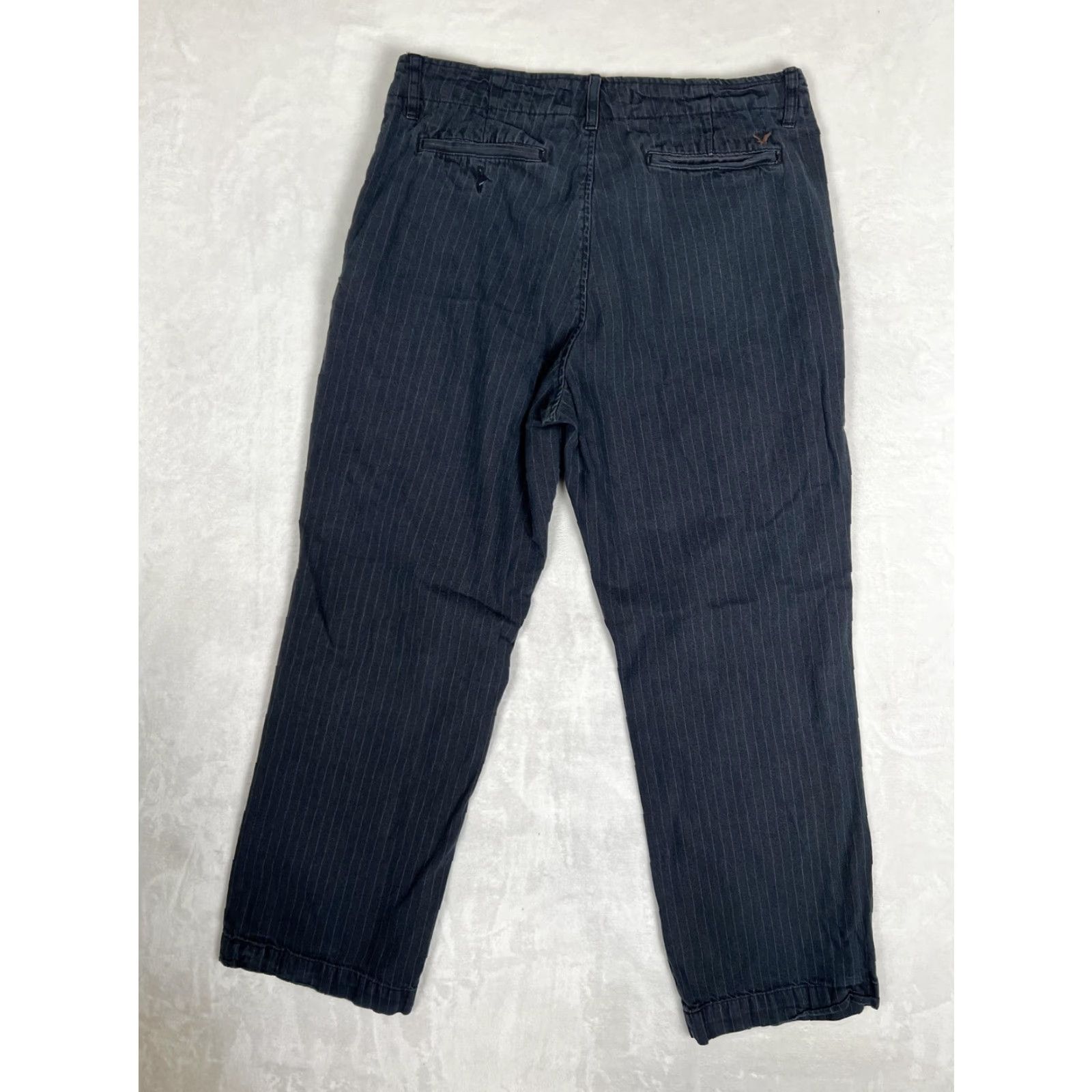 American Eagle Outfitters VINTAGE American Eagle AE Khaki Pants Mens 34x30 Gray Pinstripe Straight Leg Y2K Size US 34 / EU 50 - 6 Thumbnail