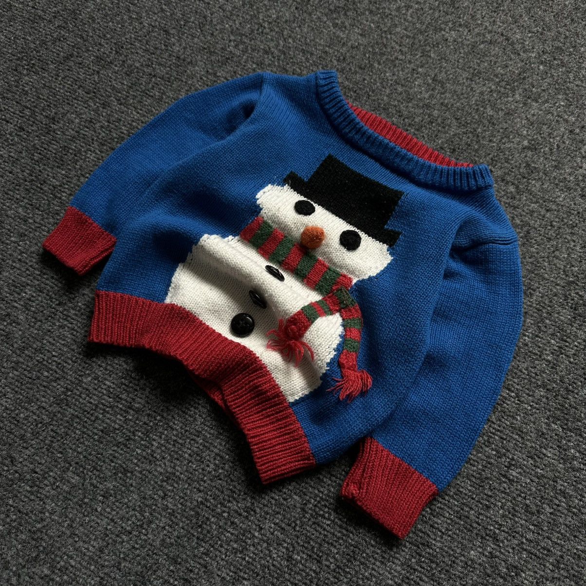 NEXT VTG Kids Knit Sweater Snowman 6-9 mounts Y2K Winter Happy Size US XXS / EU 40 - 1 Thumbnail