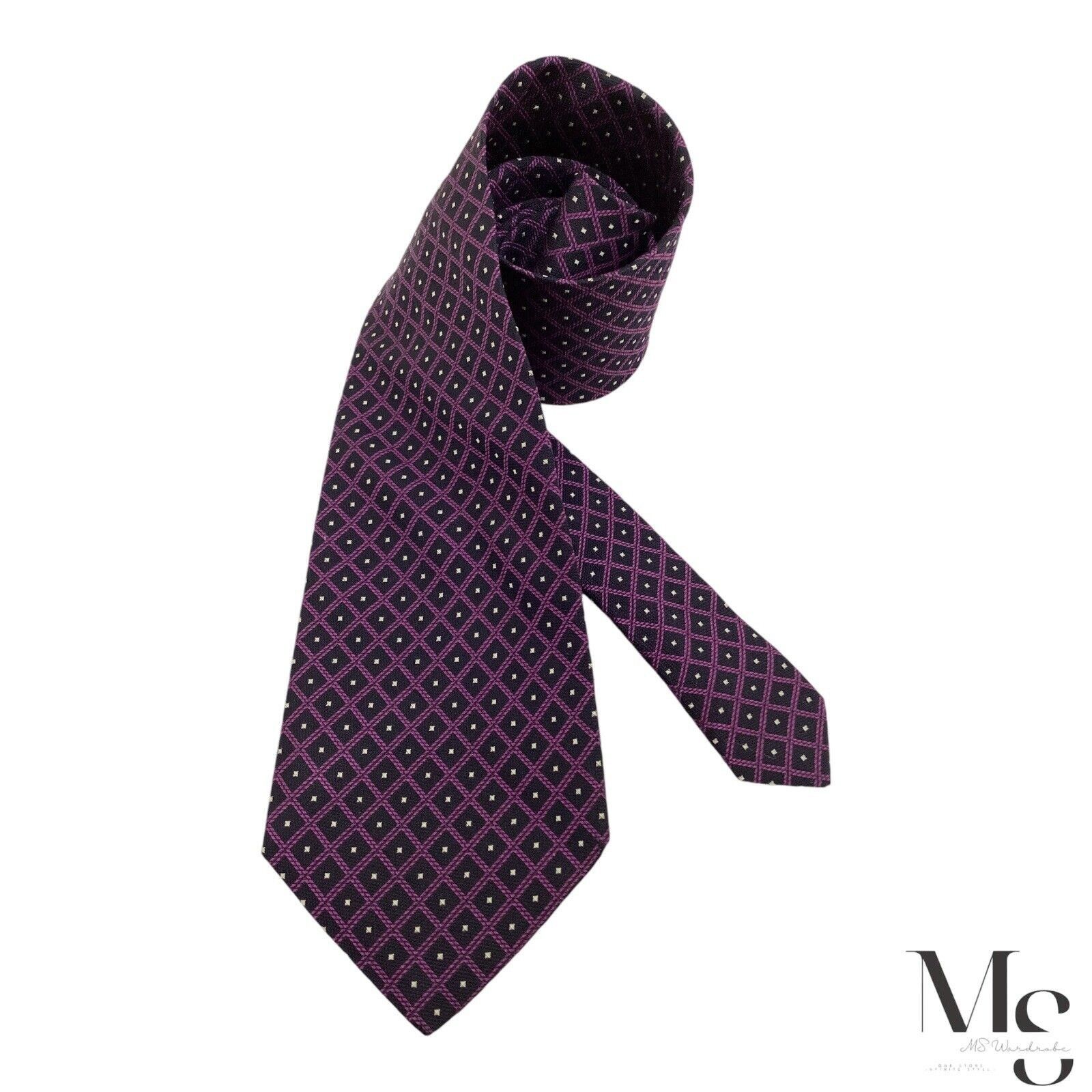 Faconnable FAÇONNABLE Purple Geometric Silk Tie Hand Made In France W: Size ONE SIZE - 1 Thumbnail