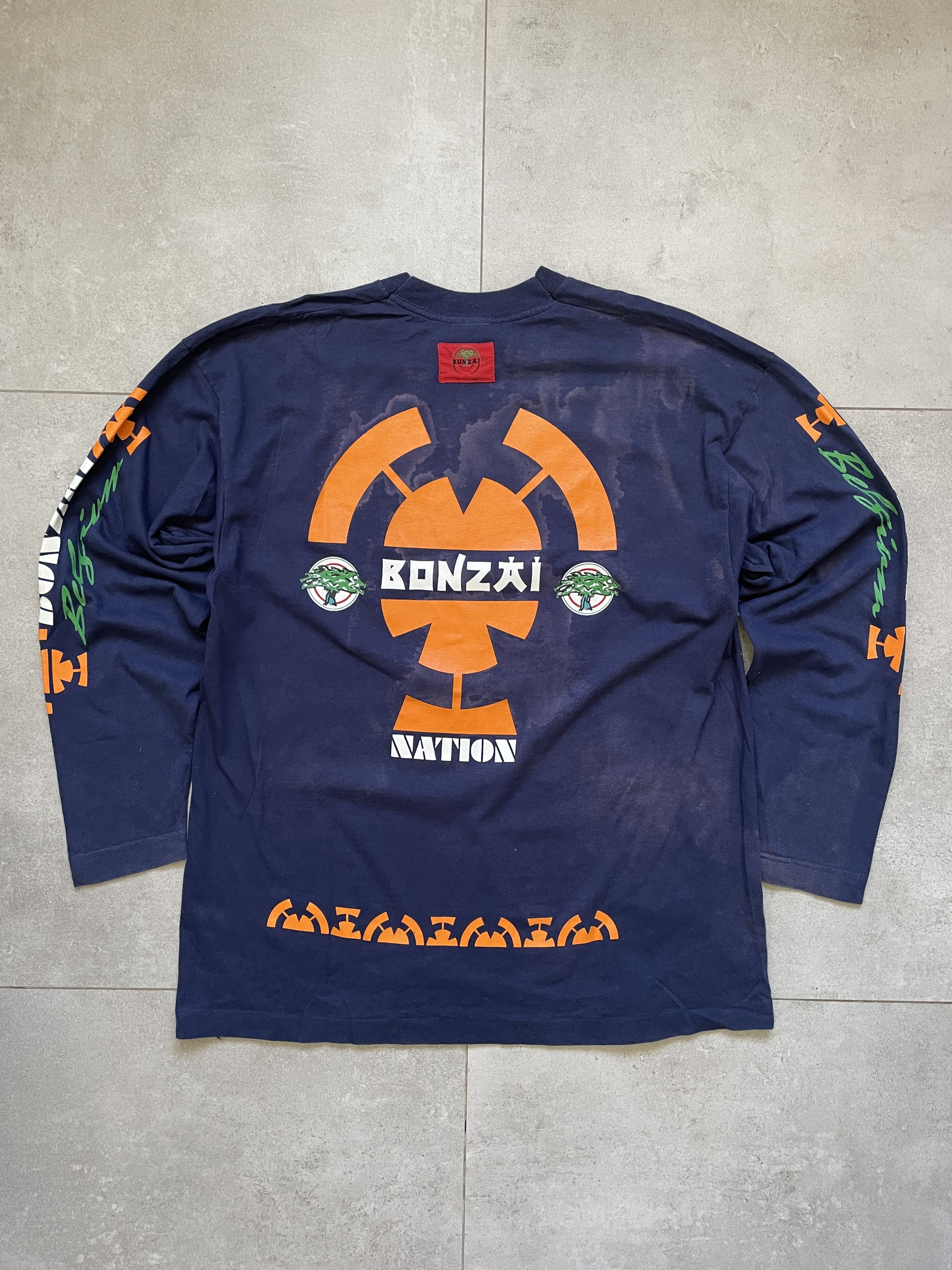 VINTAGE 90S NAVY BONZAI RECORDS BELGIUM RAVE LONGSLEEVE