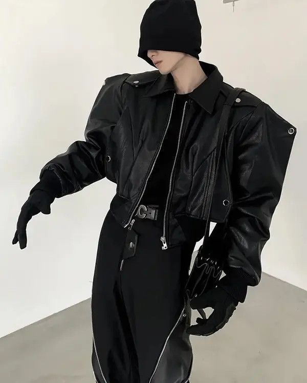 VIBE Autumn PU leather jacket long sleeve zipper gothic style Size US XL / EU 56 / 4 - 7 Thumbnail