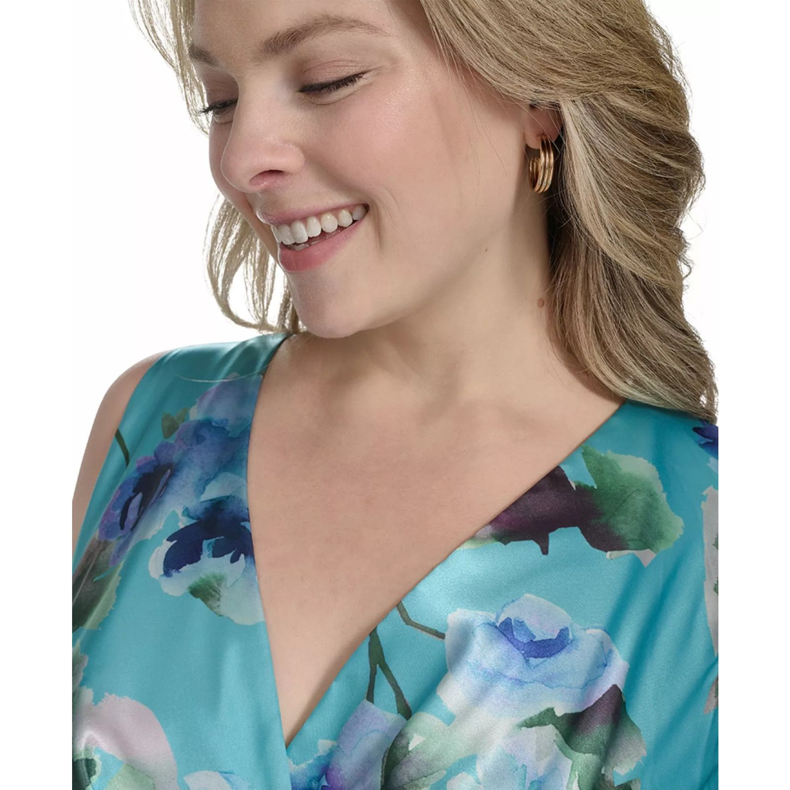 Other Eliza J Plus Size Printed Satin High-Low MIDI Dress,Size 20W Size 3XL / US 20-22 - 3 Thumbnail