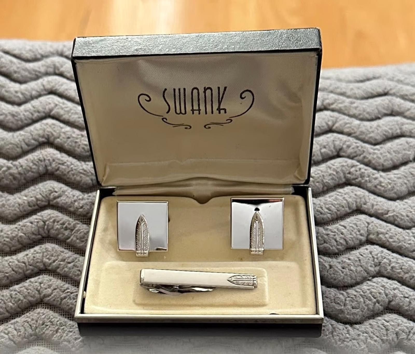 Sankuanz 1960/70’s Swank Feather Motif metal cufflinks tie bar set Size ONE SIZE - 3 Thumbnail