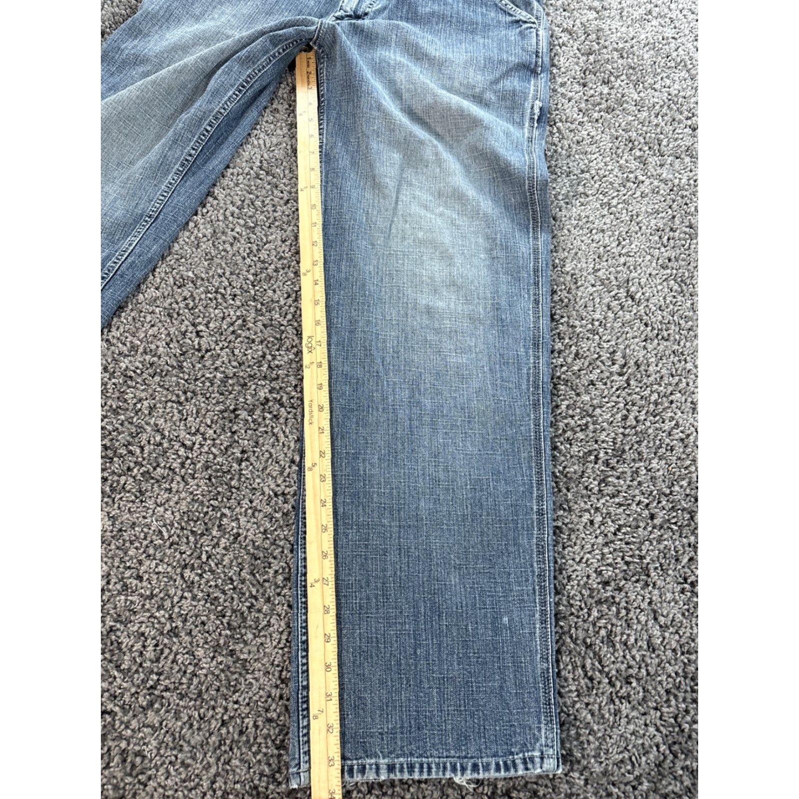 Vintage Urban Pipeline Jeans Men Relaxed Baggy 34x34 Denim Blue Bootcut Regular Inseam 34 Rugged Carpenter Cotton Denim Pants Size US 34 / EU 50 - 2 Thumbnail