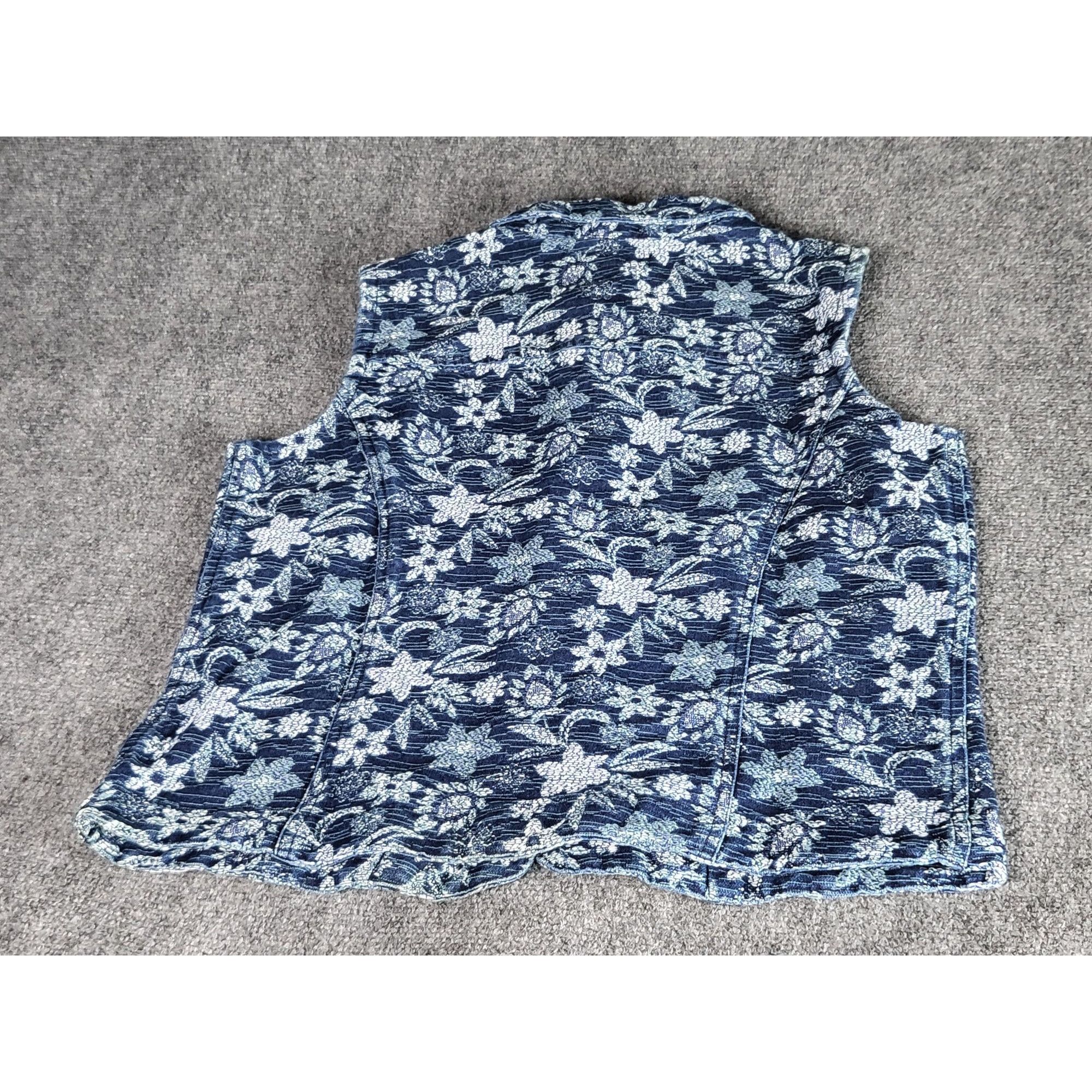 Vintage Vintage Cactus Flower Vest STRETCH DENIM Size M Jacquard FLO Size M / US 6-8 / IT 42-44 - 2 Thumbnail