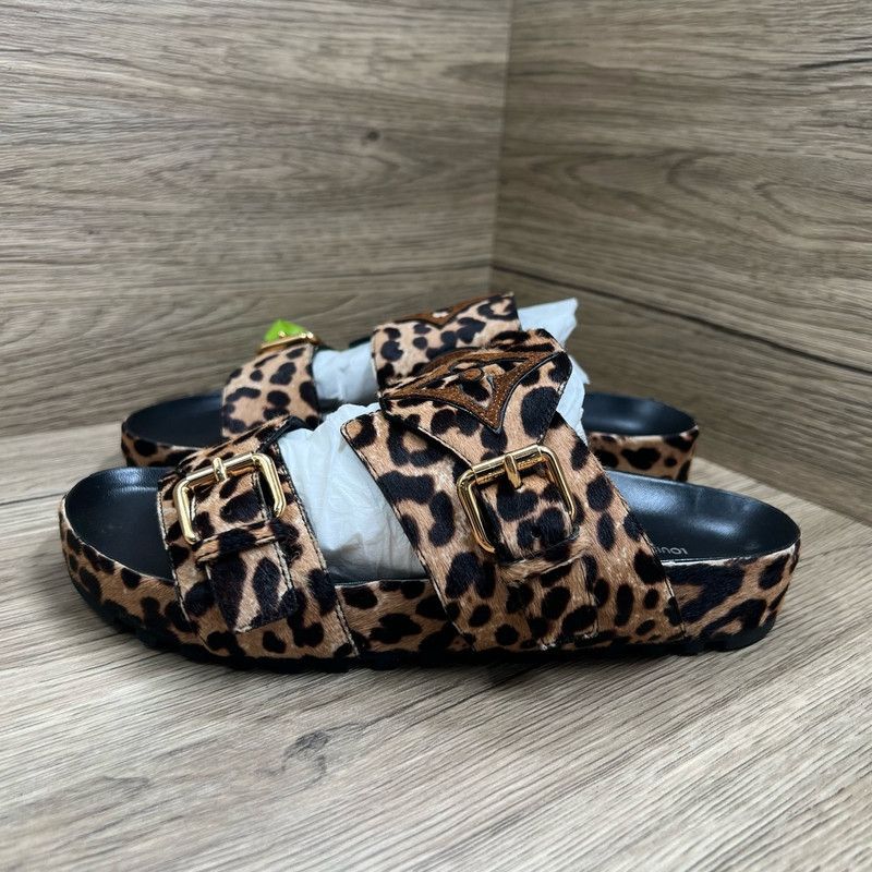 Louis Vuitton Louis Vuitton Bom Dia Leopard Print Slide Sandals 0079 Size US 6 / IT 36 - 1 Thumbnail