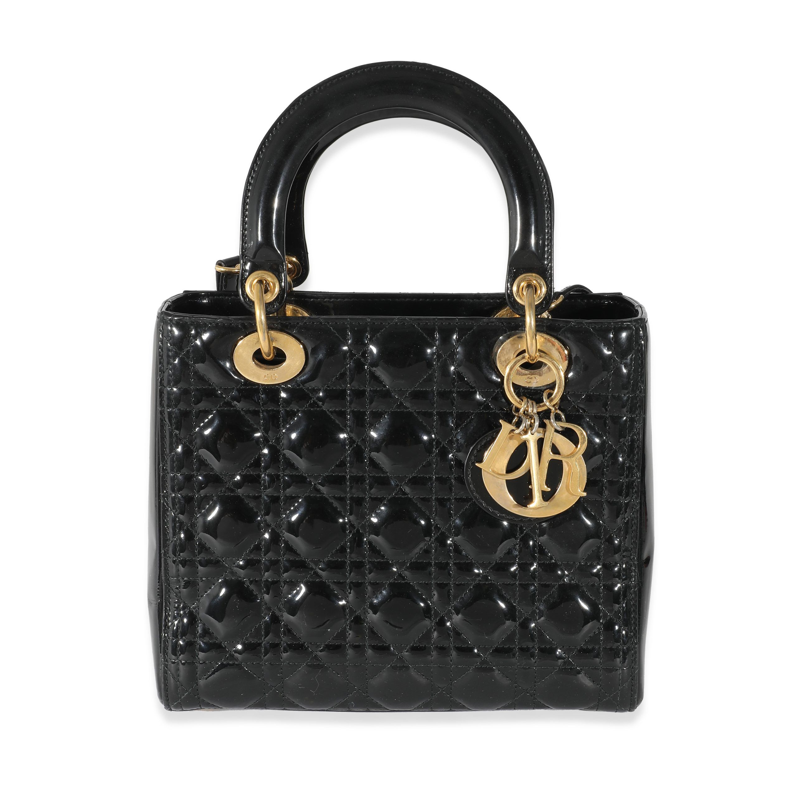Dior Black Patent Cannage Medium Lady Dior