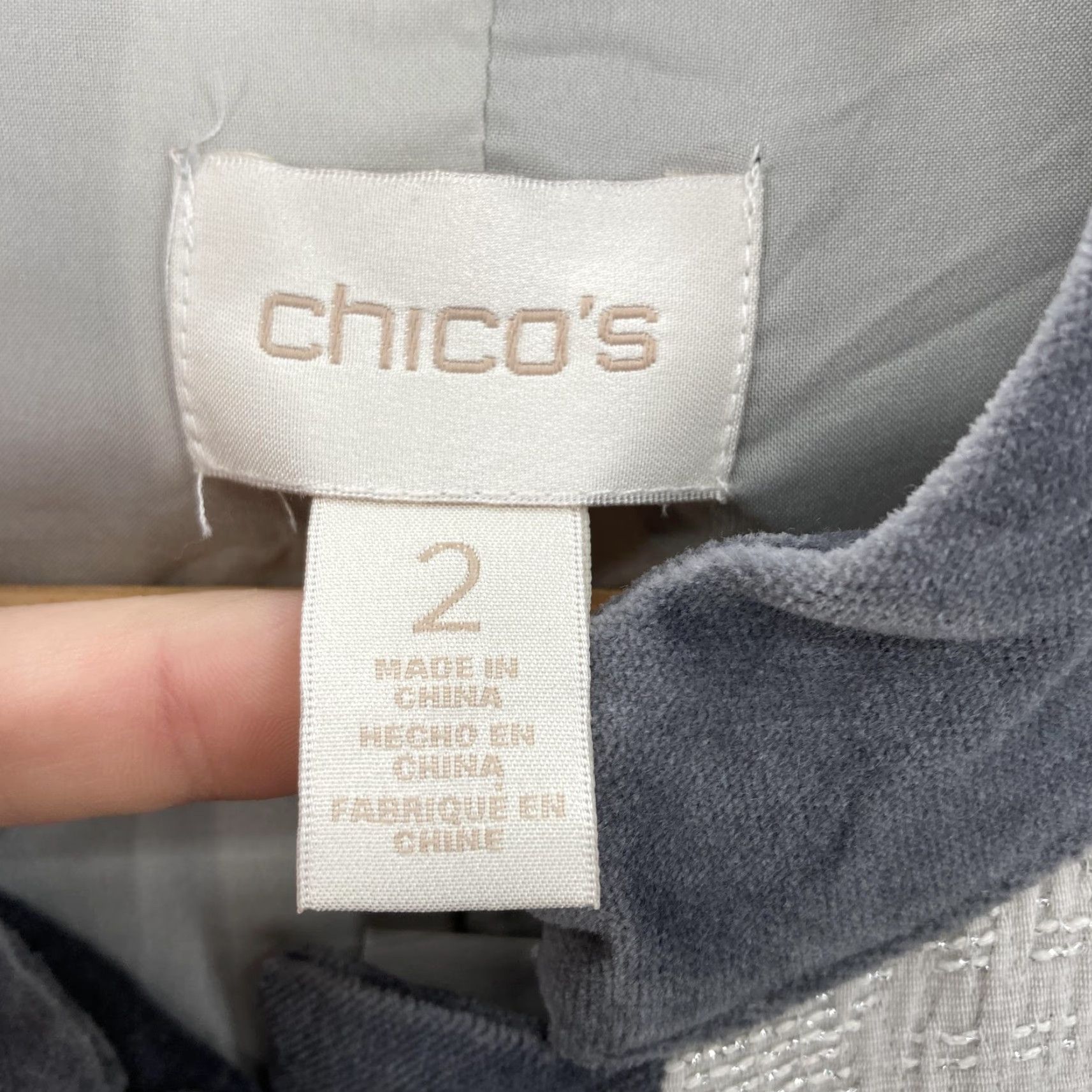 Vintage Chico's Duster Jacket Womens Gray Longline Velvet Lace Buttoned Overcoat 2 Adult L Casual Workwear Travel Size L / US 10 / IT 46 - 5 Thumbnail