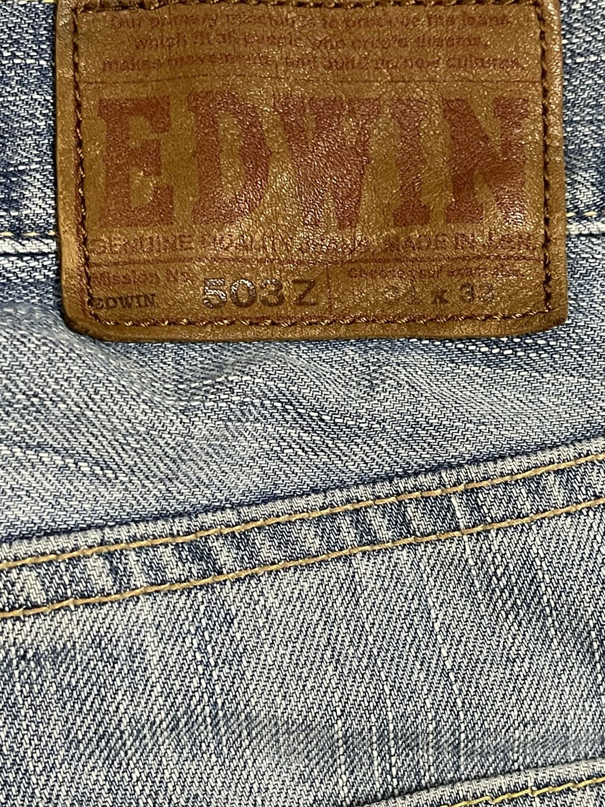 Edwin Vintage Edwin 503z Blue Faded Wash Distressed Baggy Jeans Size US 35 - 9 Thumbnail