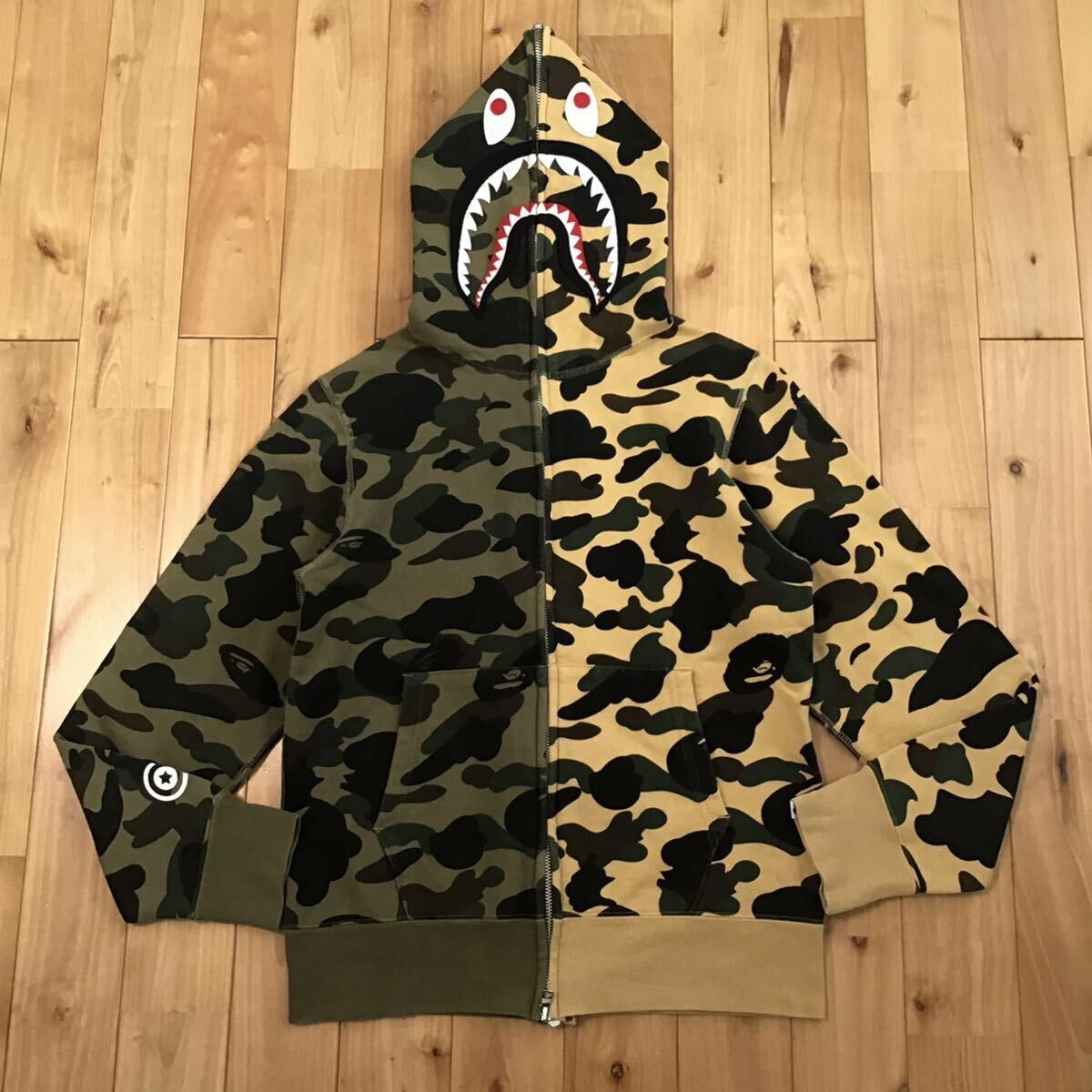 Bape BAPE 1st camo green x 1st camo yellow separate shark hoodie Size US S / EU 44-46 / 1 - 1 Thumbnail