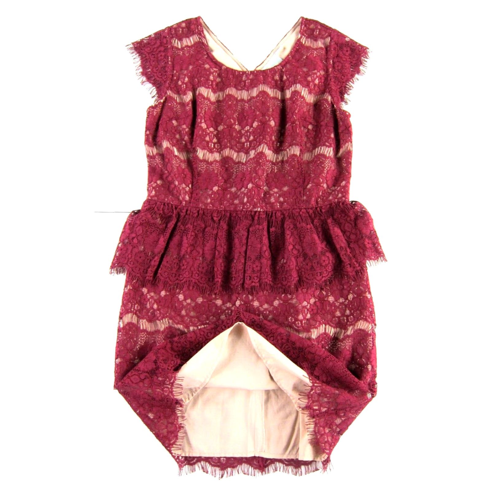 Vintage Maeve Dress Cap Sleeve Sheath L Maeve Red Lace Knee Length Floral 90s? Size L / US 10 / IT 46 - 6 Thumbnail