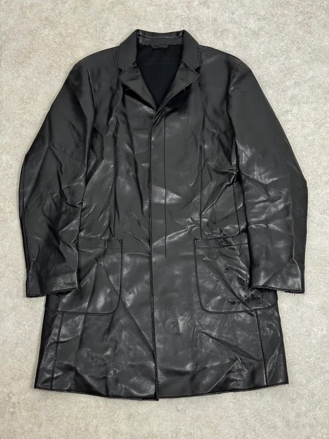 Emporio Armani AW2004 Emporio Armani Black Long Minimalist Leather