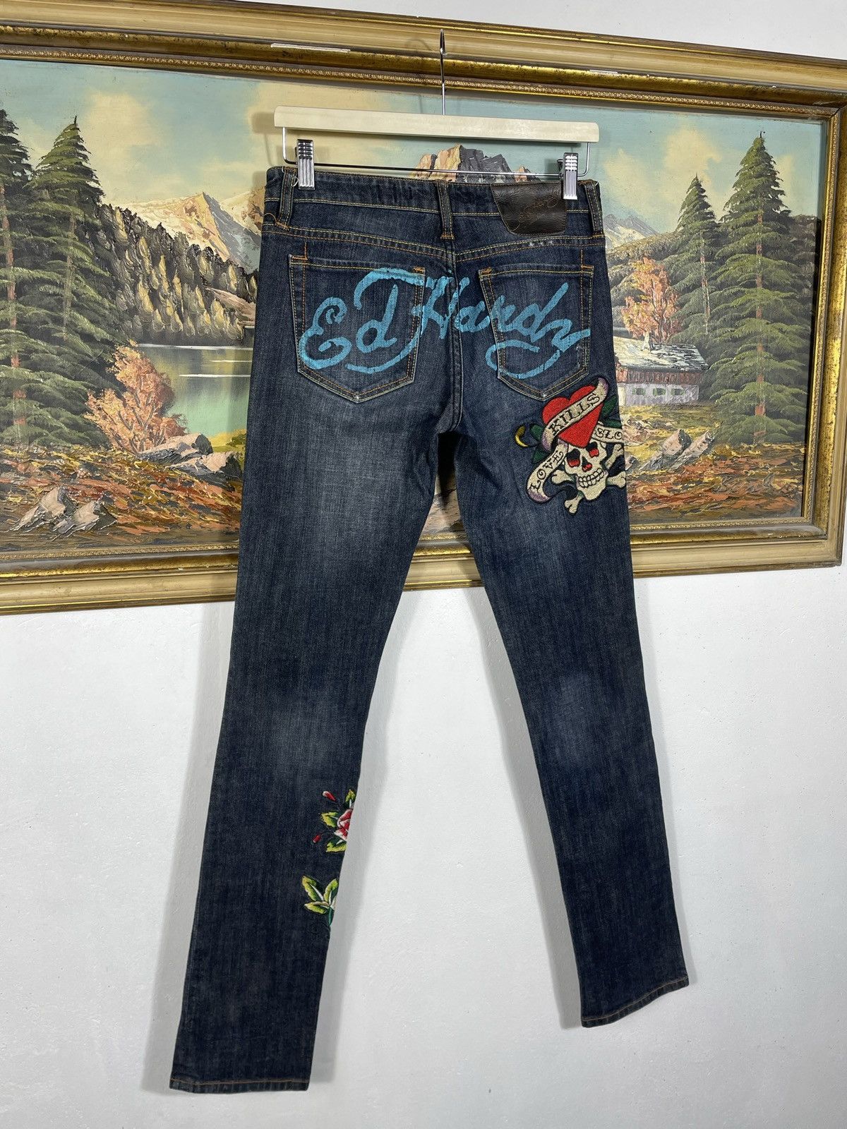 Ed Hardy × Vintage Ed Hardy Vintage Y2k Low Rise Denim Trousers Jeans Drip Swag Size 27" / US 4 / IT 40 - 8 Thumbnail