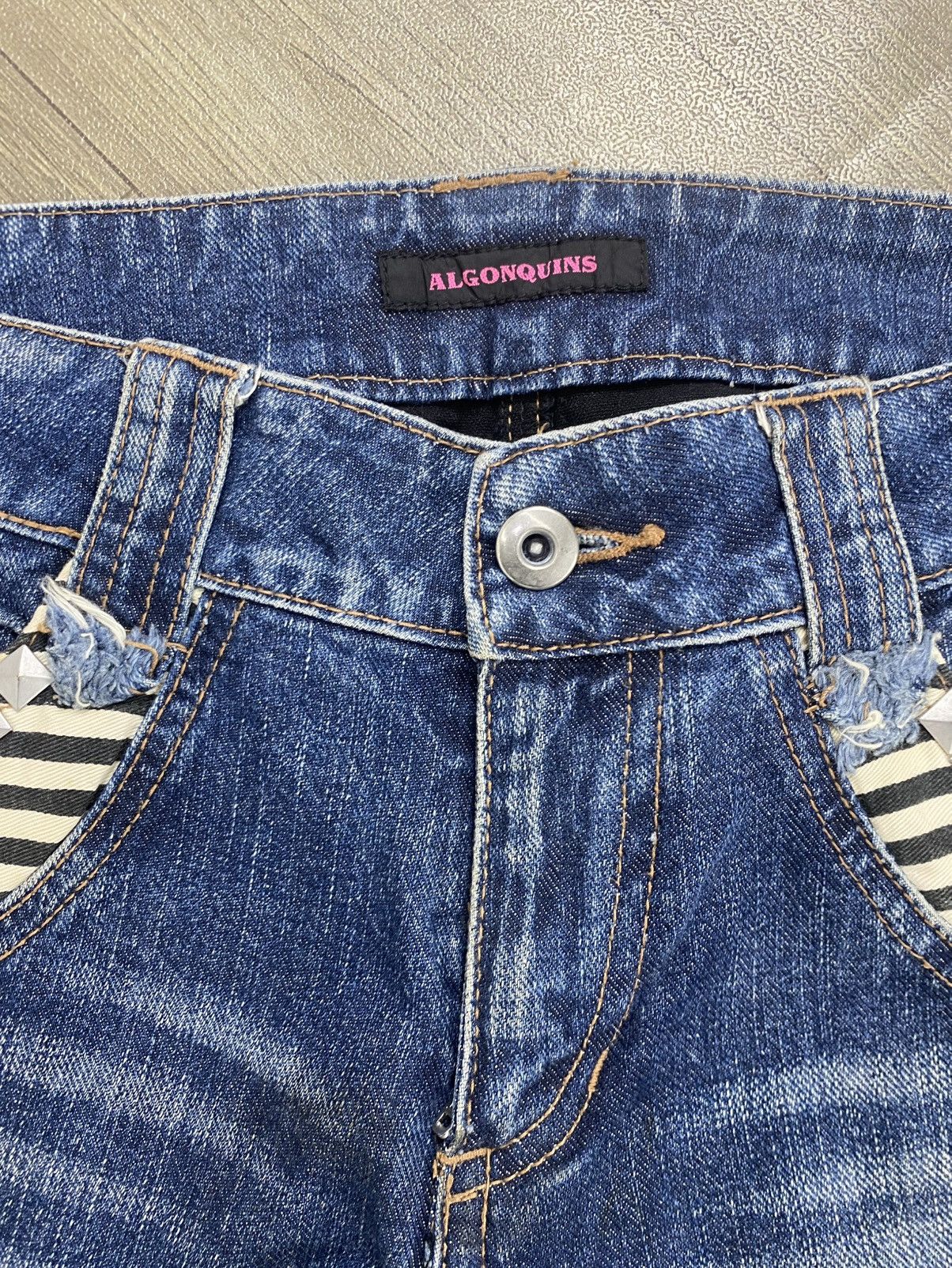 If Six Was Nine 2000s Algonquins Distressed Punk Studded Lgb Flared Jeans Size US 28 / EU 44 - 6 Thumbnail
