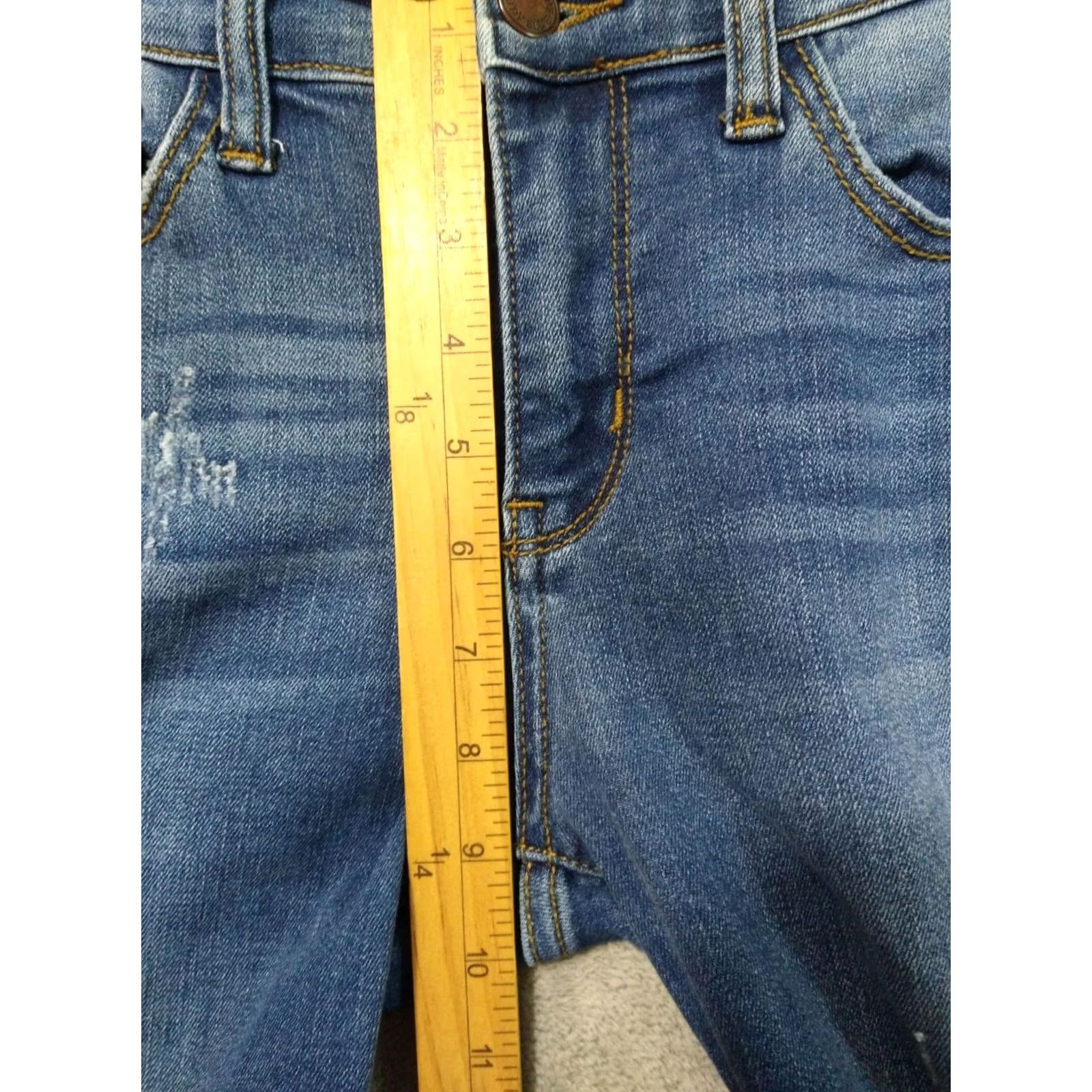 Denime Judy Blue Jeans Womens 7/28 Denim Relaxed Fit Distressed Stretch Mid Rise Jeans Size 28" / US 6 / IT 42 - 4 Thumbnail