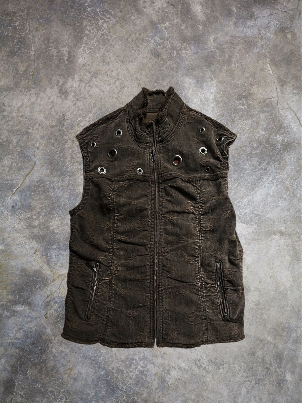 Rick Owens Japanese archive denim eyelet vest Size S / US 4 / IT 40 - 1 Thumbnail