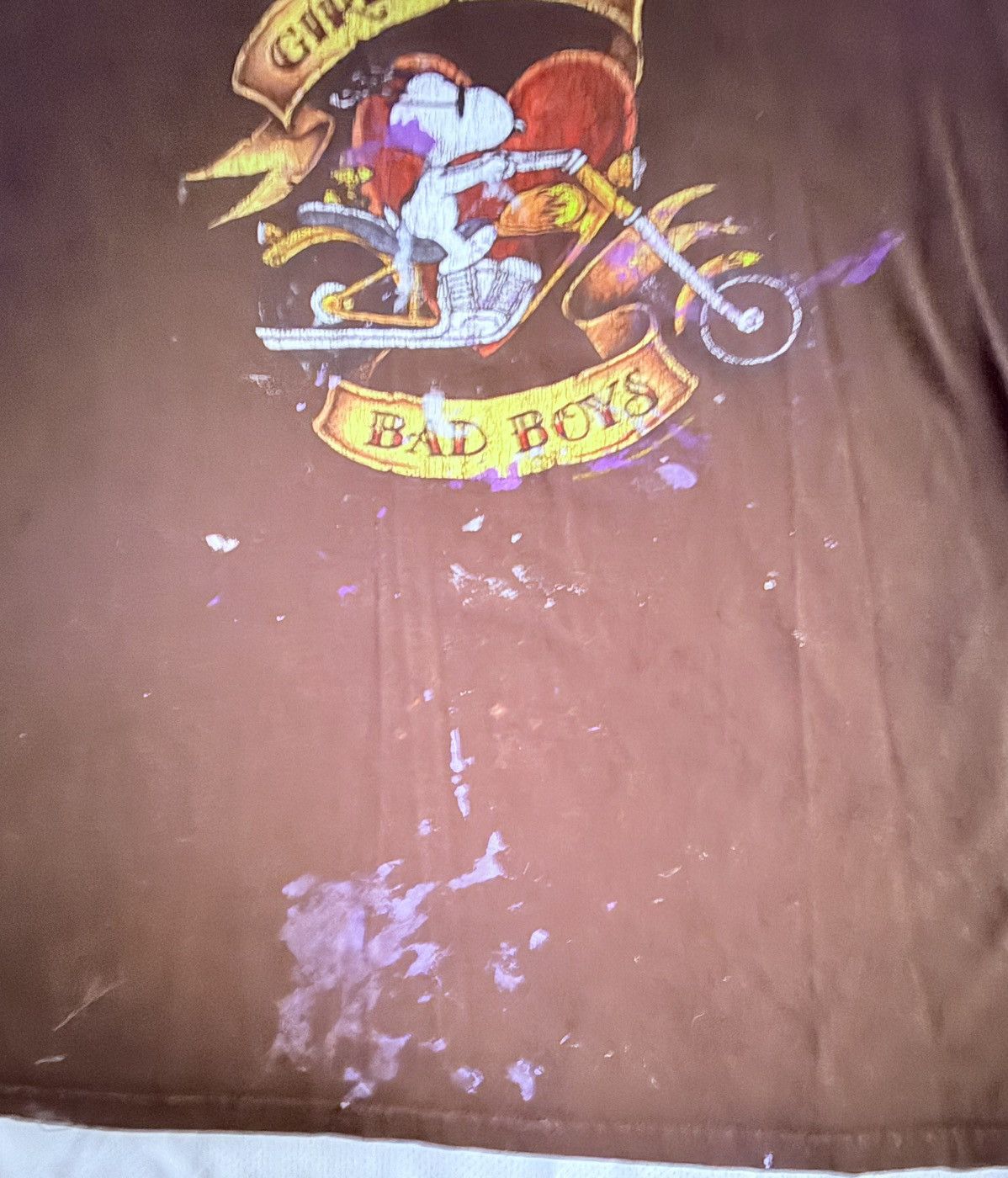 Peanuts Thrashed Vintage Snoopy Biker Tee Shirt XL Peanuts T Size US XL / EU 56 / 4 - 3 Thumbnail