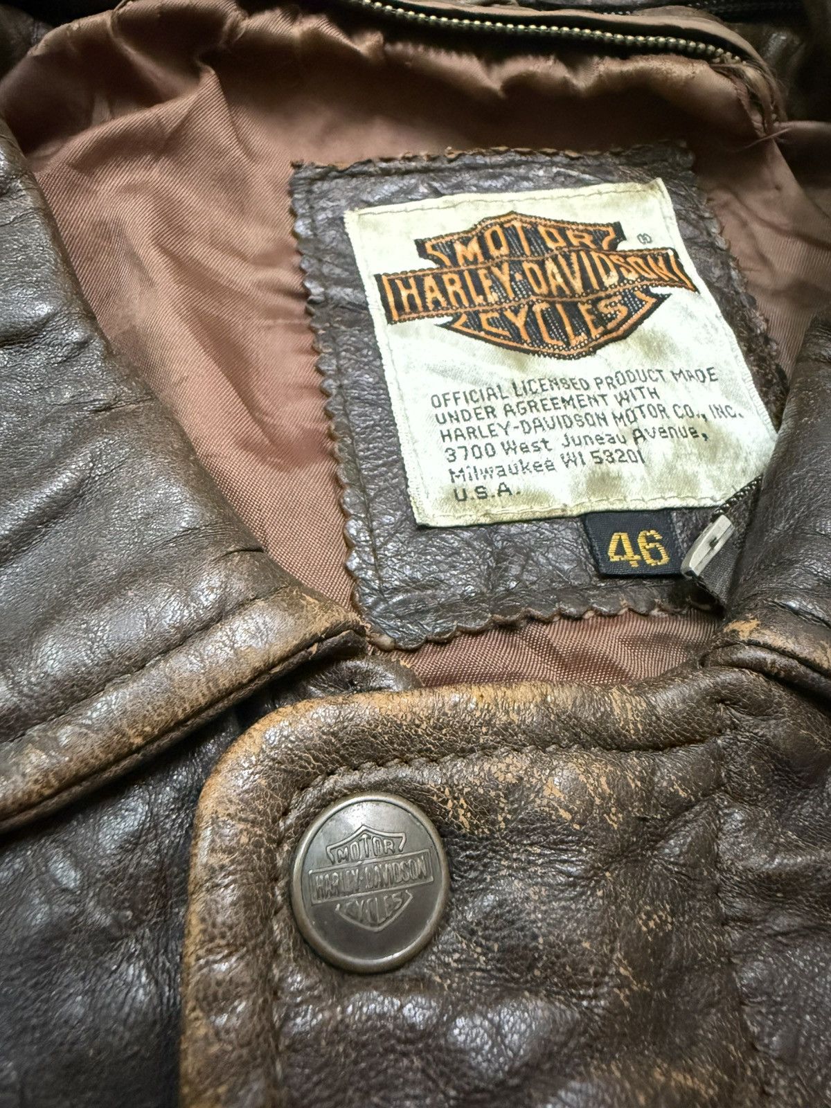 Harley Davidson Vintage Harley Davidson Brown Leather Bomber Jacket Size US XXL / EU 58 / 5 - 9 Thumbnail