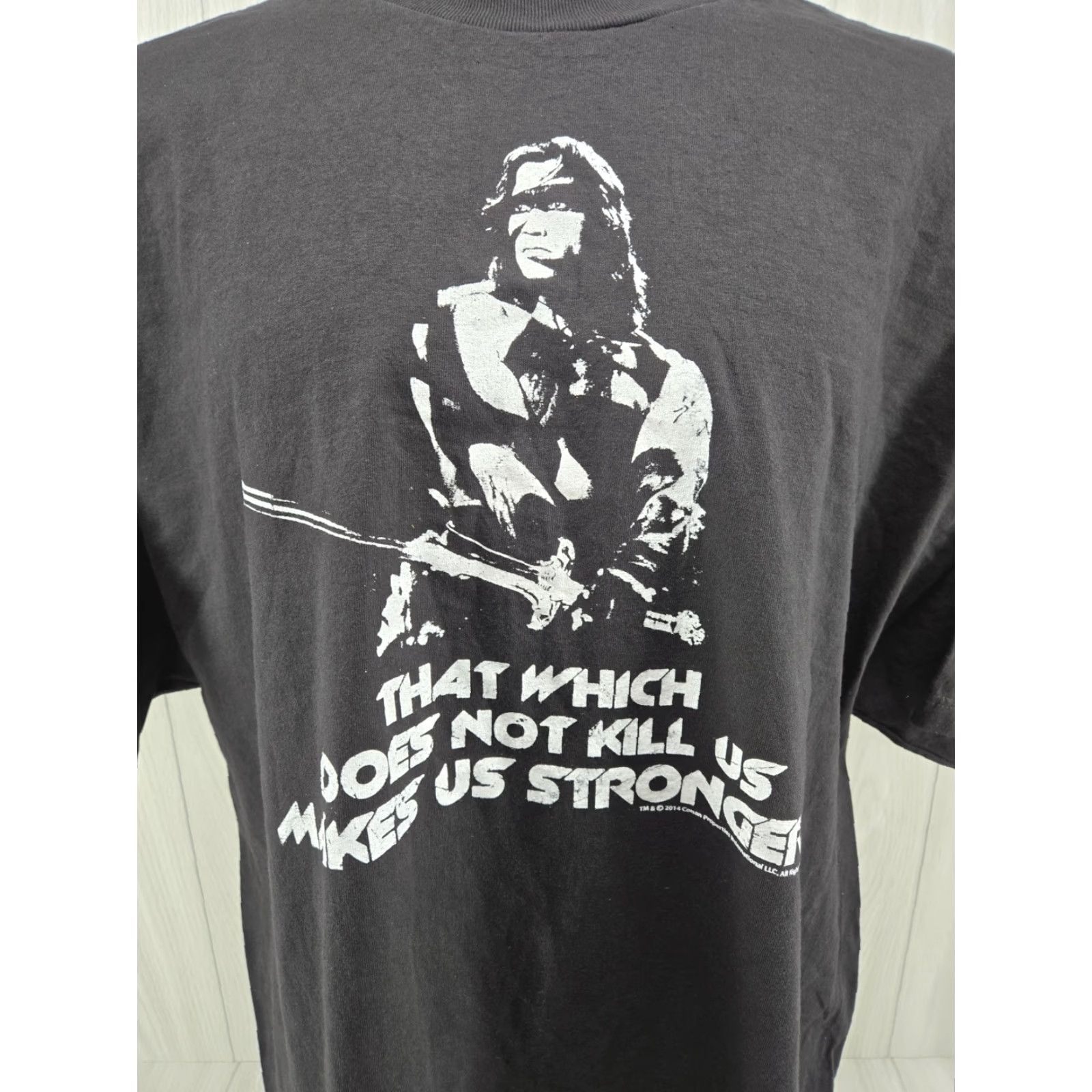 Barbarian Conan Barbarian Does Not Kill Makes Us Stronger Mens Shirt Schwarzenegger 3XL Black Cotton Jersey Logo Graphic Print Crew Neck T-Shirt Adult Mens Size US XXL / EU 58 / 5 - 3 Thumbnail