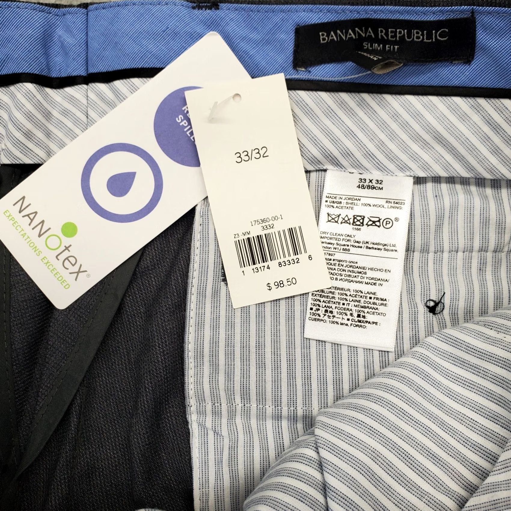 33 Banana Republic Dress Pants Mens 33x32 Gray Modern Slim Fit