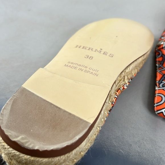 Hermes Hermes Printed Woven Chain Jute Espadrille Flats Size US 8 / IT 38 - 9 Thumbnail