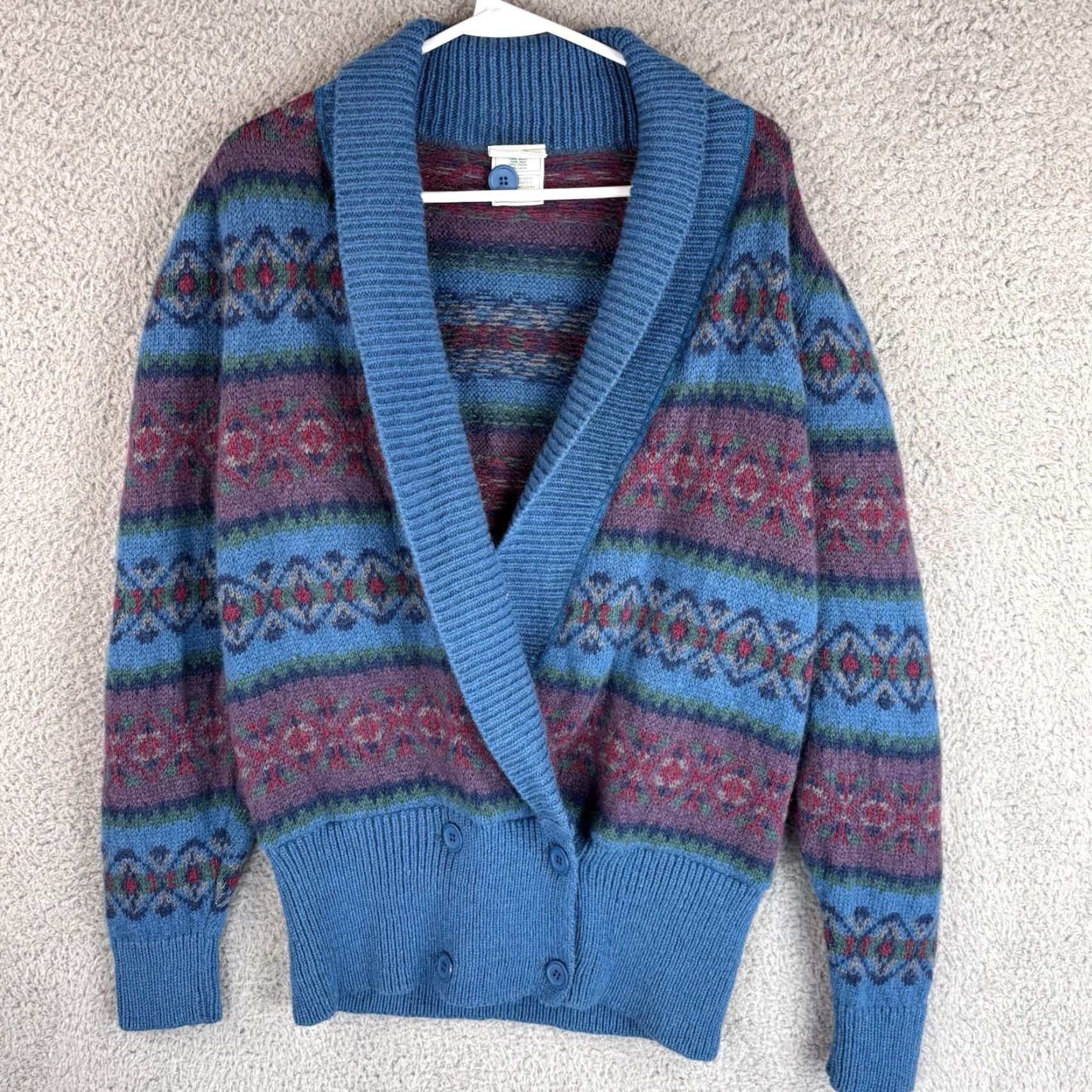 Laura Ashley VINTAGE Laura Ashley Cardigan Sweater Women’s One Size Blue Wool Shawl Collar Size L / US 10 / IT 46 - 2 Thumbnail