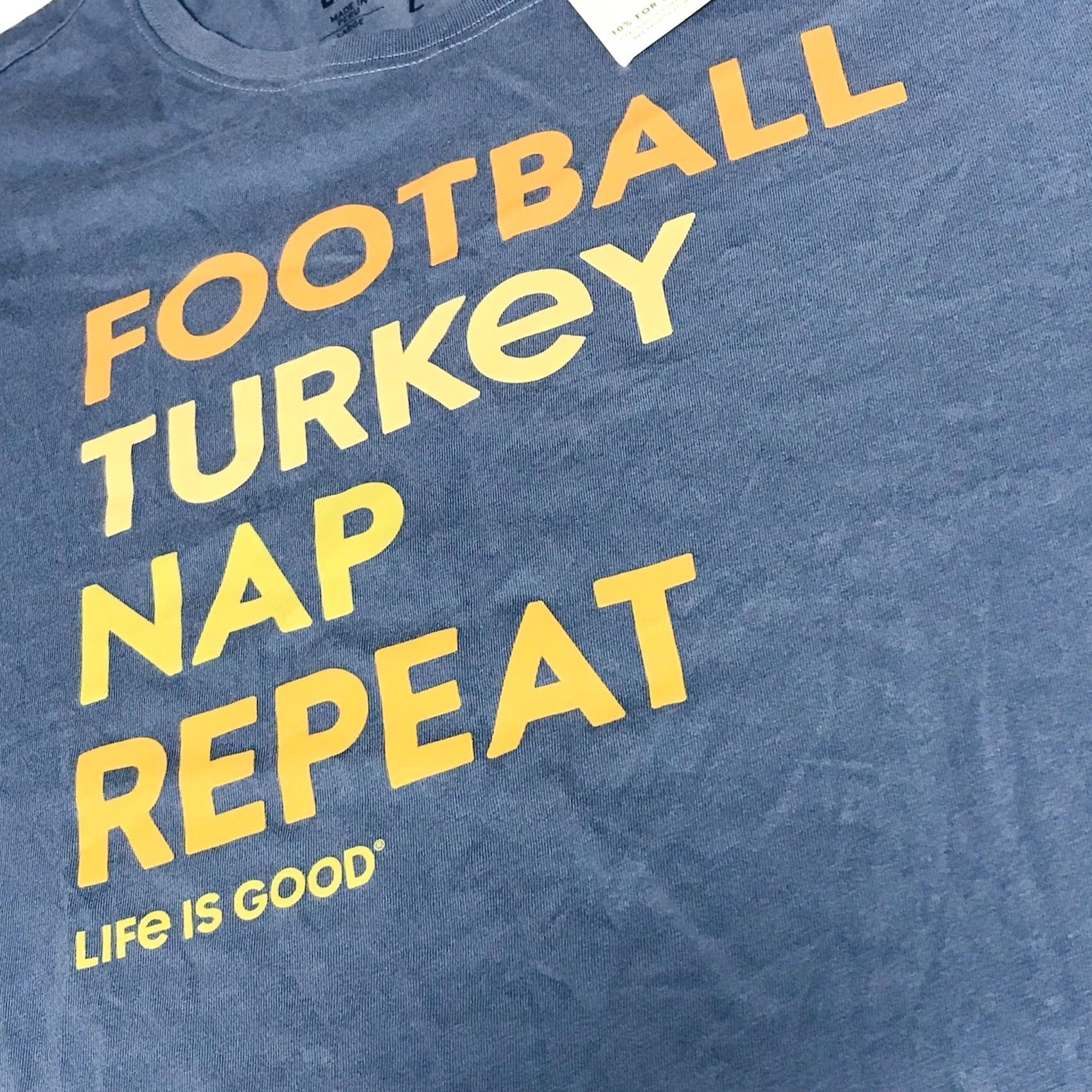 Life is Good VINTAGE Life is Good Shirt L Blue Men Women Football Turkey Nap Repeat Graphic Size L / US 10 / IT 46 - 2 Thumbnail