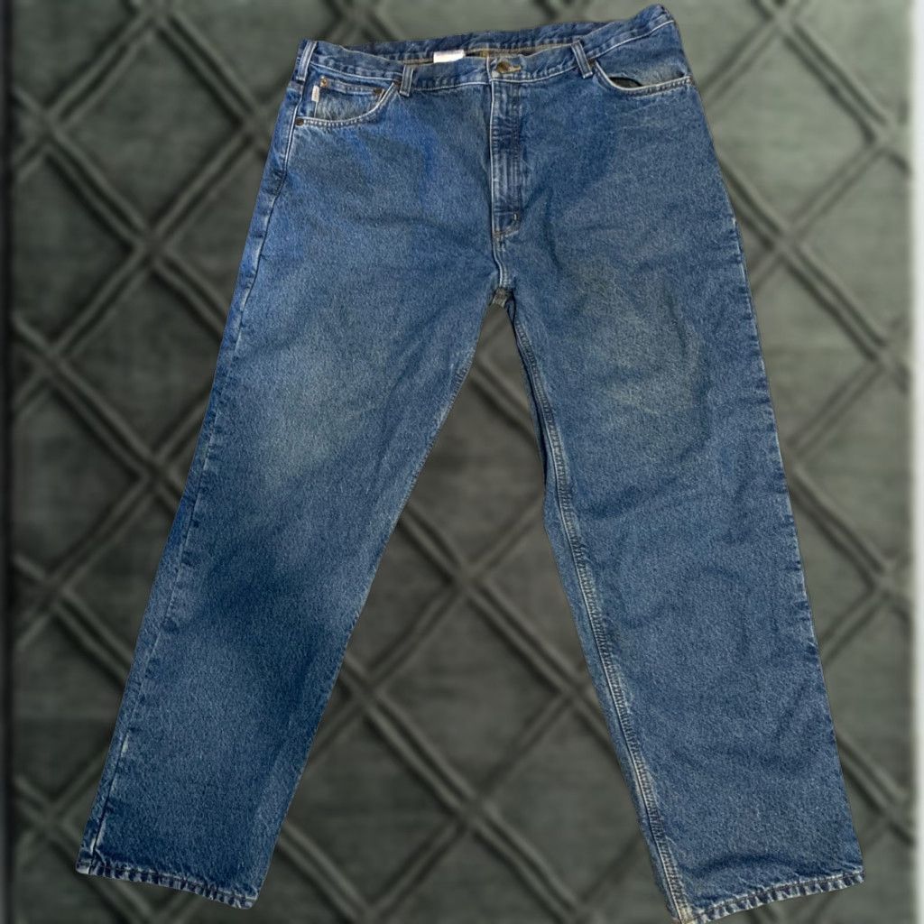 Carhartt Carhartt Jeans Mens 42x32 Blue Denim Straight Relaxed Lined Workwear Pants Size US 42 / EU 58 - 1 Thumbnail