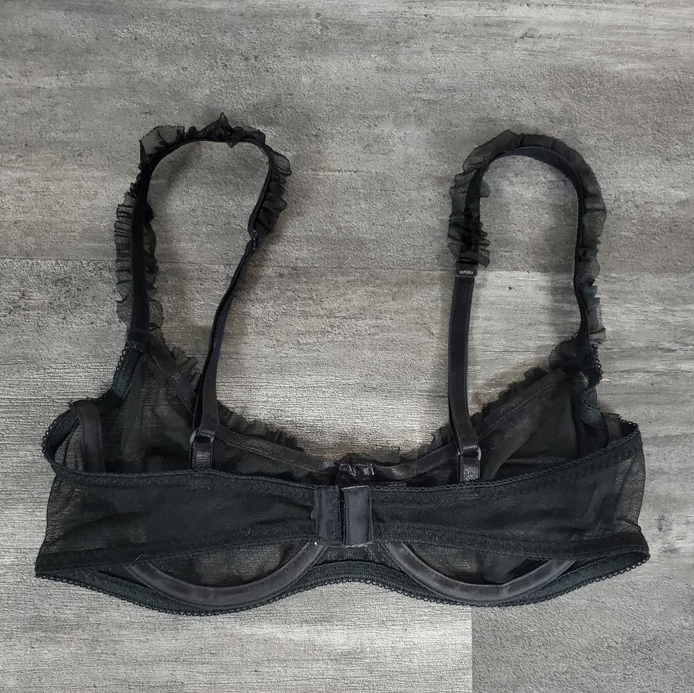Designer Black Sheer Detailed Fredericks Seduction Bra Size ONE SIZE - 5 Thumbnail
