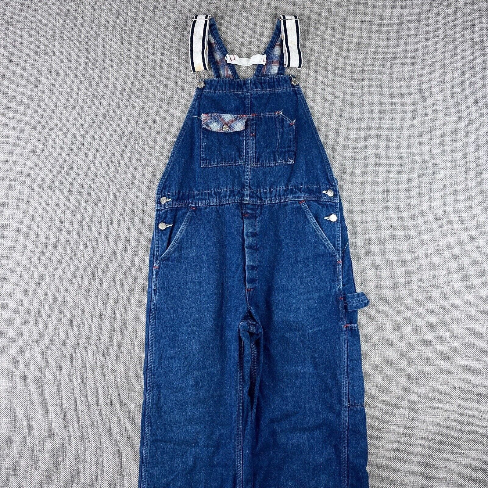 image of Made In USA x Madewell 70's Madewell Carpenter Flannel Lined Bib Overalls 35X31.5 34 in Blue, Men's