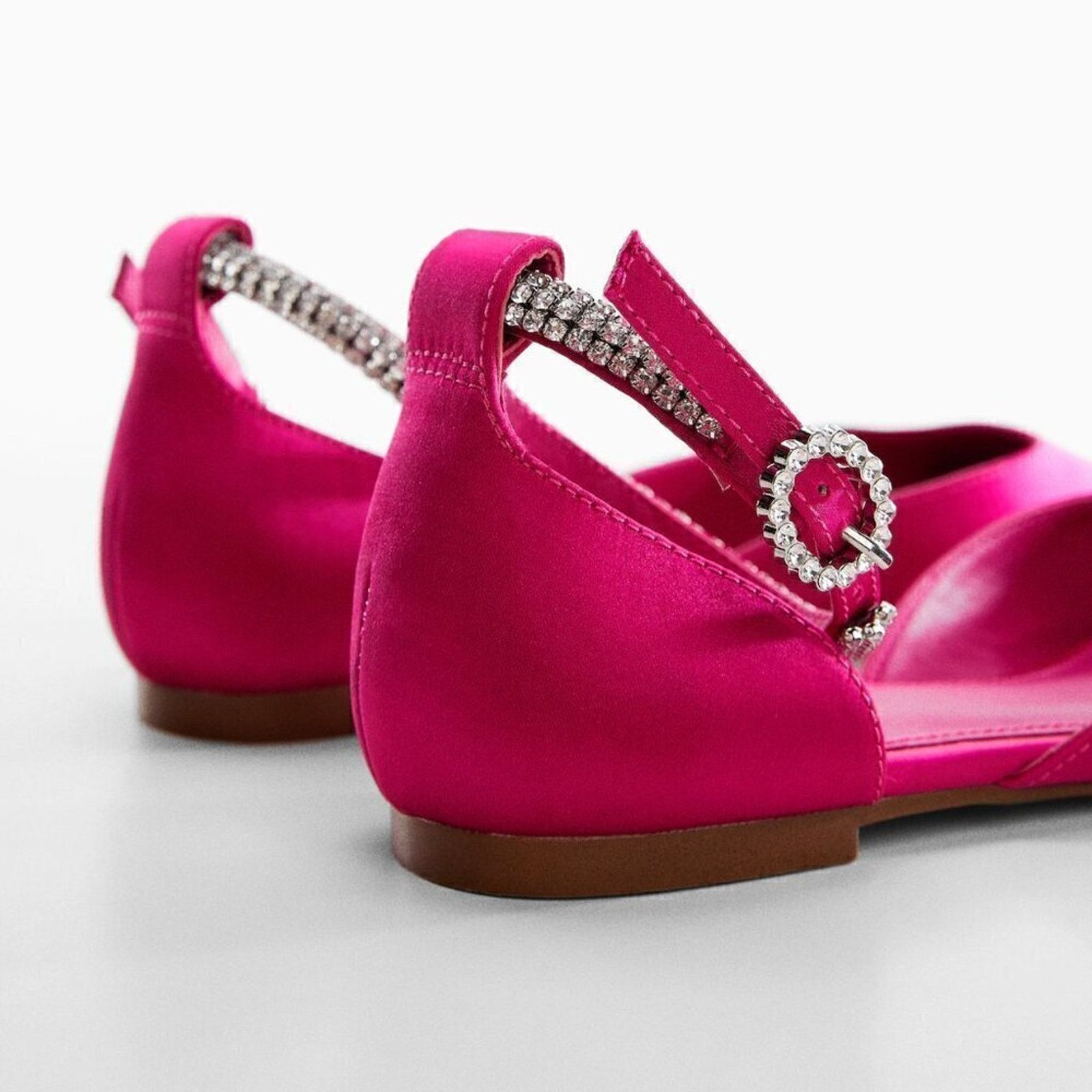 Mango MANGO Satin Rhinestone Pointed Toe Flats Barbiecore Shoes Size US 7.5 / IT 37.5 - 19 Thumbnail