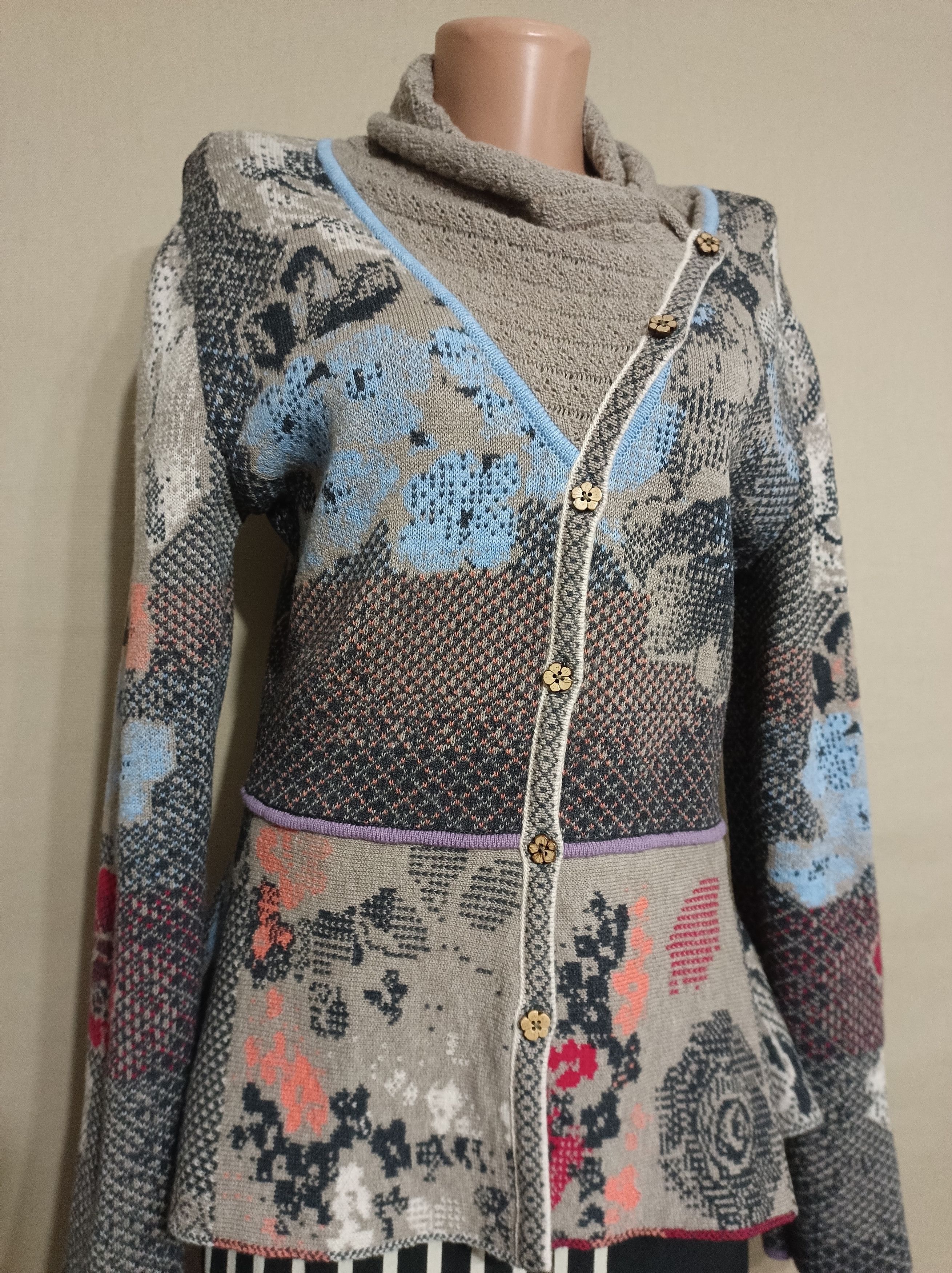 Designer IVKO Floral Brocade Patern Wool Cardigan Jacket EU 40 Size S / US 4 / IT 40 - 5 Thumbnail