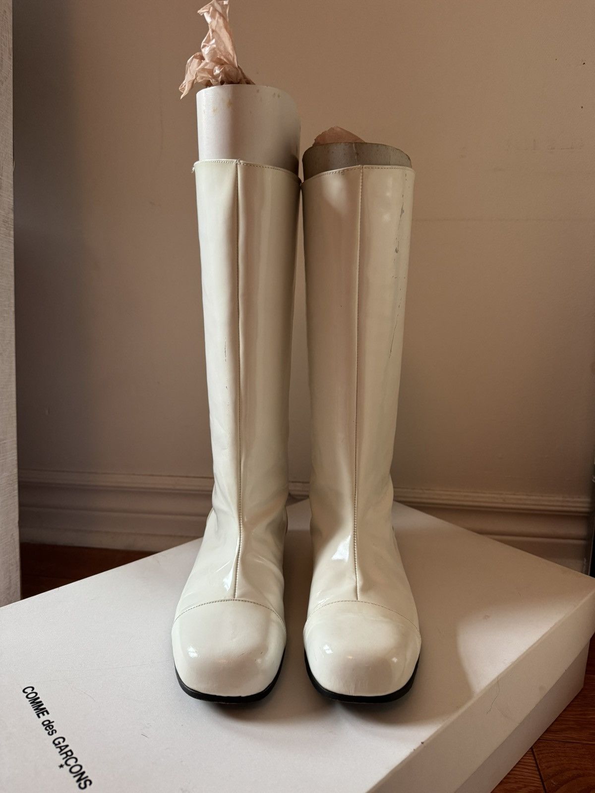 Comme des Garcons ARCHIVAL FW99 Comme des Garçons Square Toe Patent Boots Size US 6 / IT 36 - 2 Thumbnail