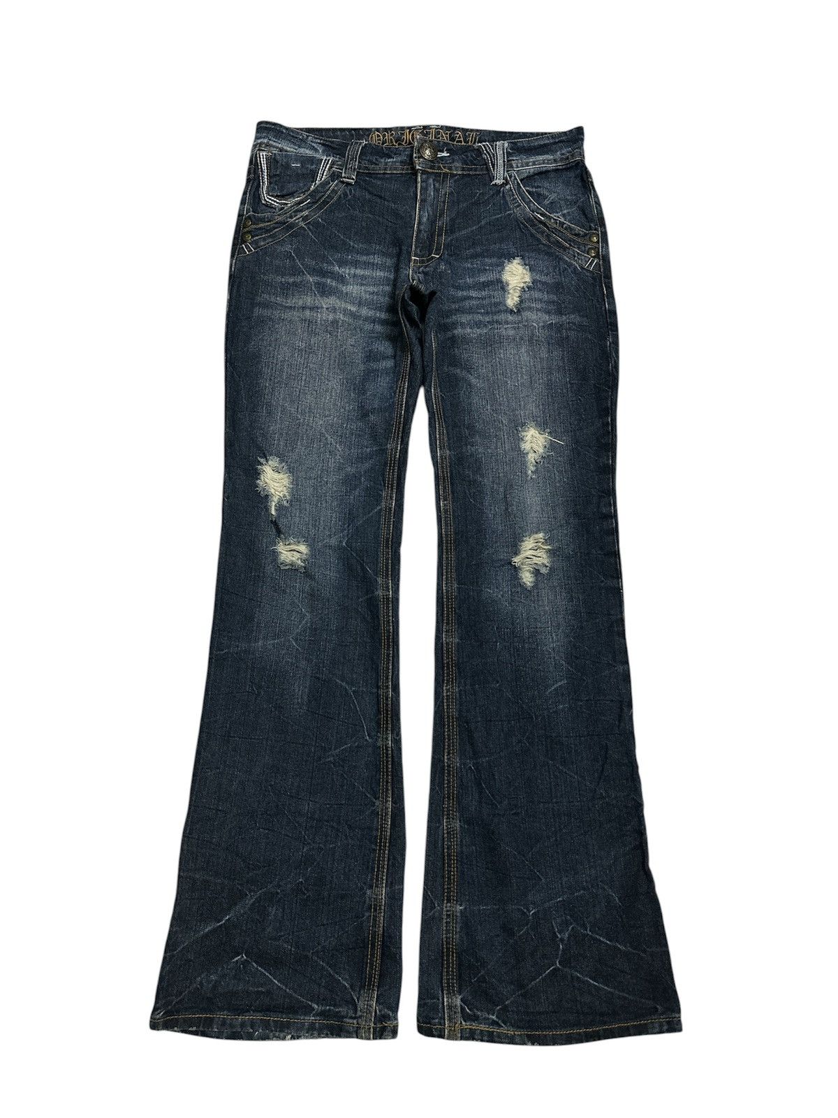 GOA 2000s Distressed Flare Jeans Clawmark Y2K Lgb Jnco Style Size US 33 - 5 Thumbnail