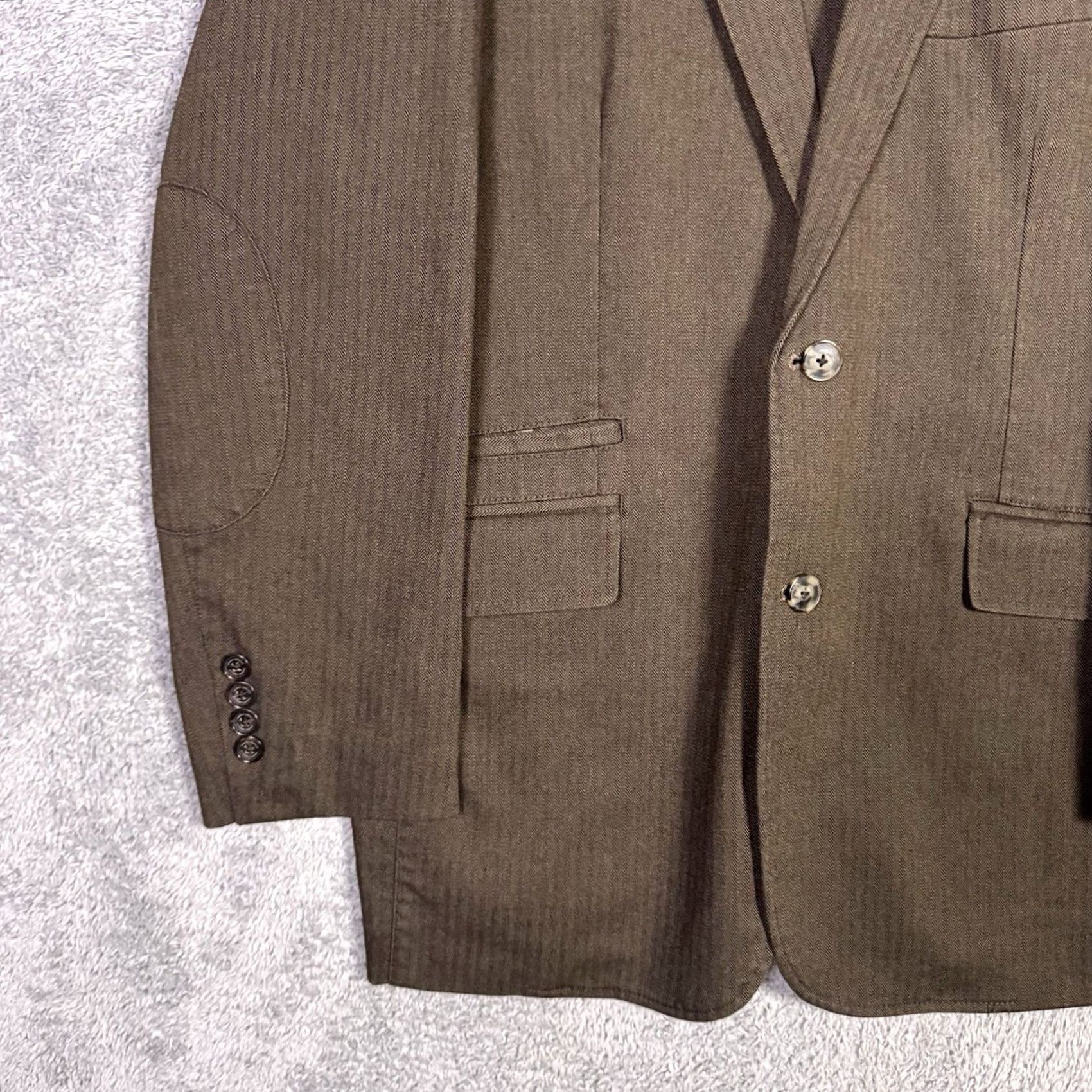 Joseph Abboud Joseph Abboud Sport Coat Men L Unstructured Blazer Elbow Patch Herringbone) Size 42R - 3 Thumbnail