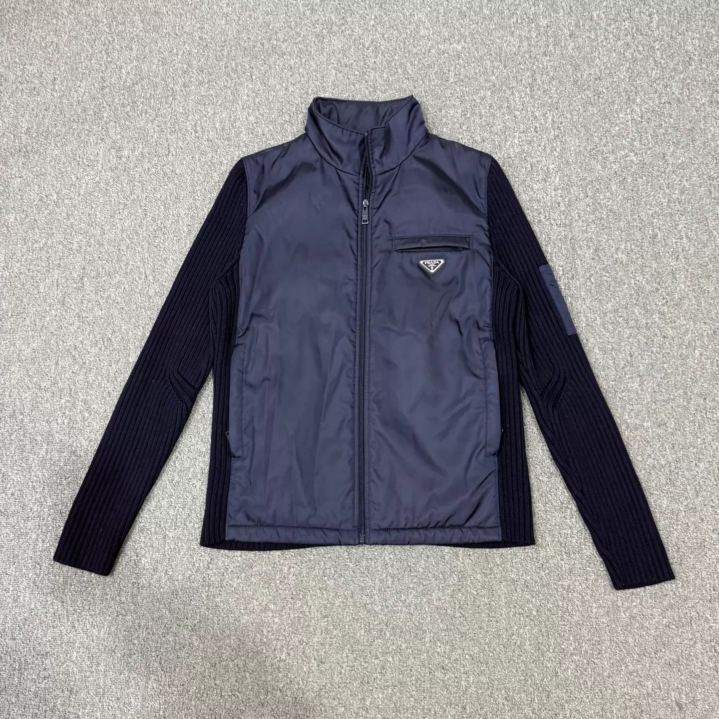 Prada Prada 2018SS leather knit hybrid jacket | Grailed