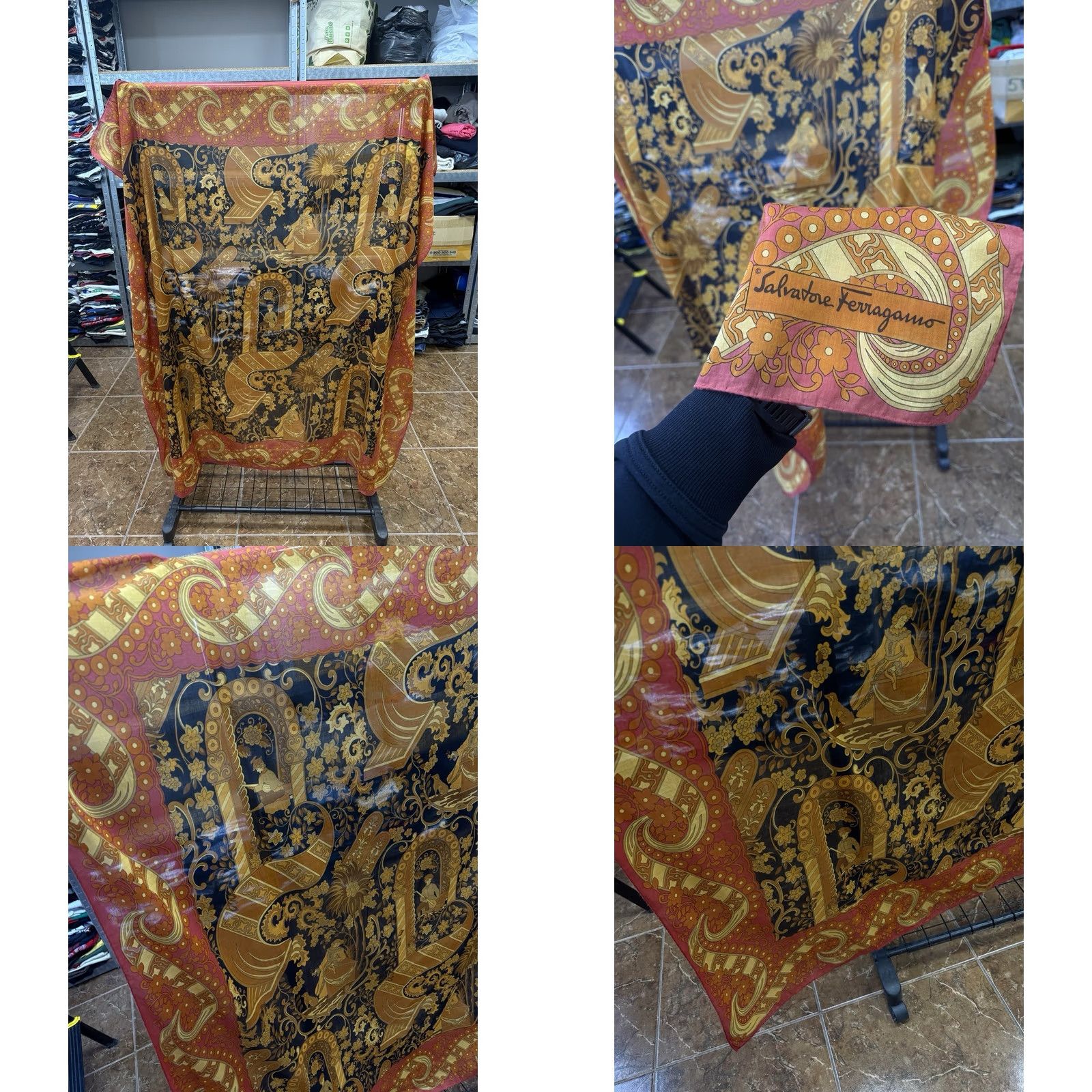 Salvatore Ferragamo VINTAGE Salvatore Ferragamo Silk Scarf 90s Baroque Italy Women Size ONE SIZE - 8 Thumbnail