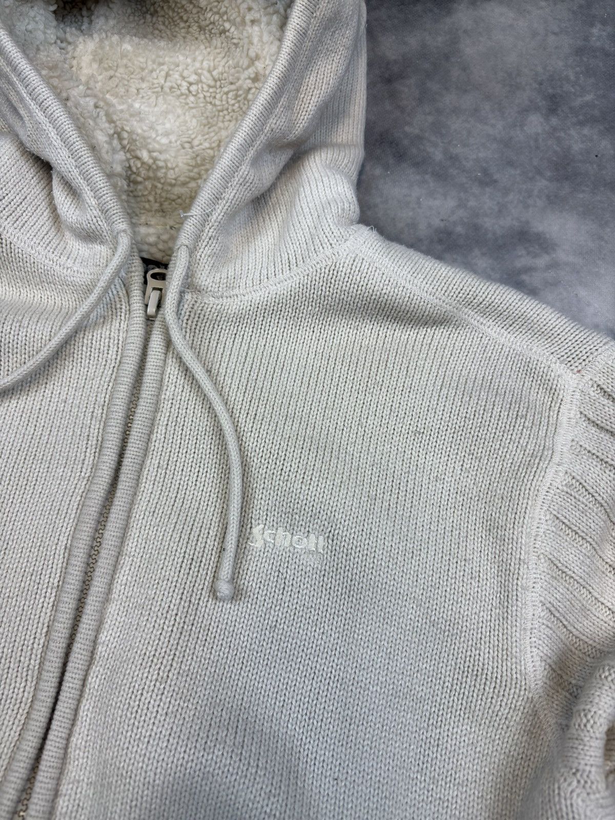 Schott Schott NYC Sherpa Lined Knit Hoodie Beige Affliction Y2K Size US M / EU 48-50 / 2 - 2 Thumbnail