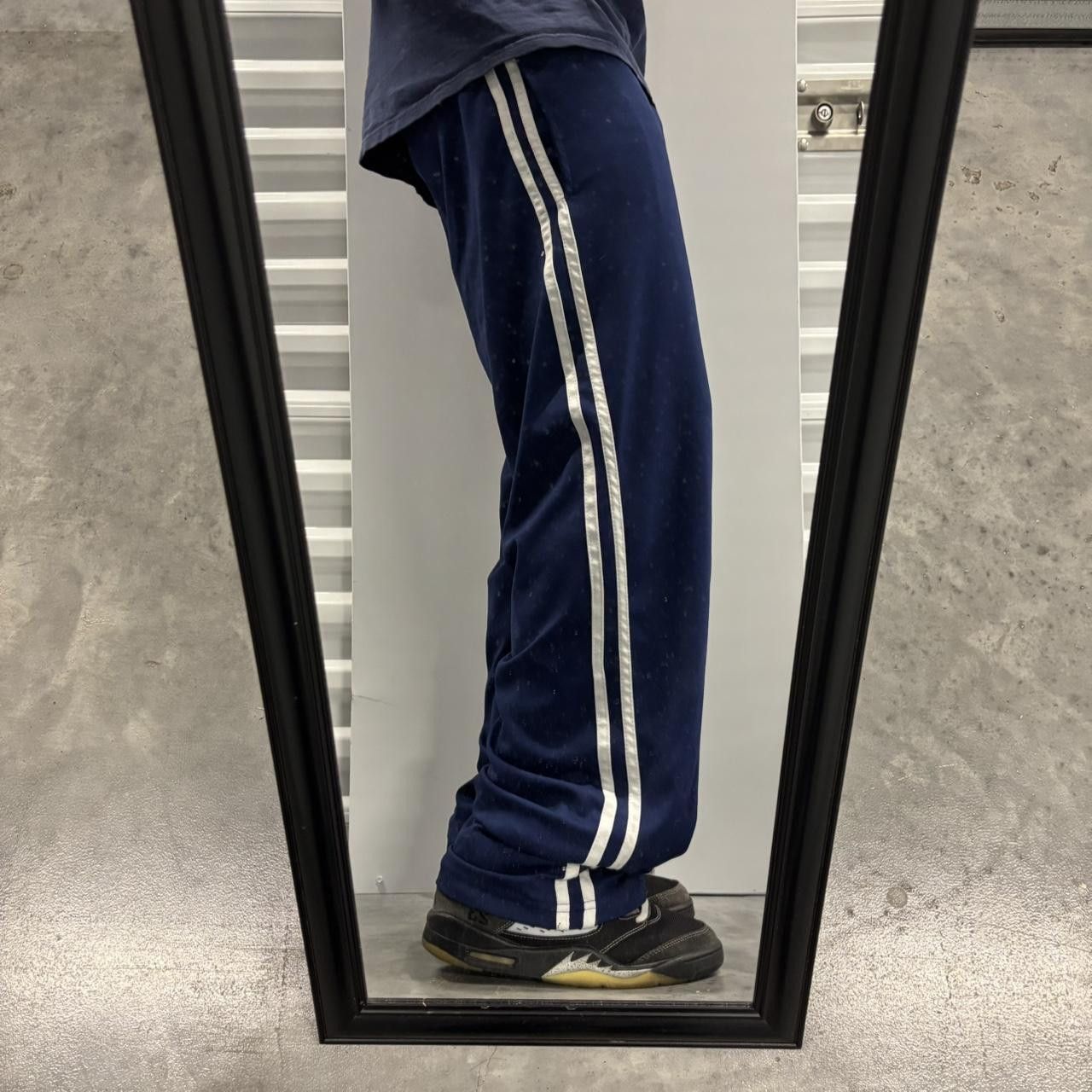 Japanese Brand × Vintage Crazy Vintage Y2K/2000s Baggy Blue Striped Streetwear Track Pants! Size US 34 / EU 50 - 1 Thumbnail